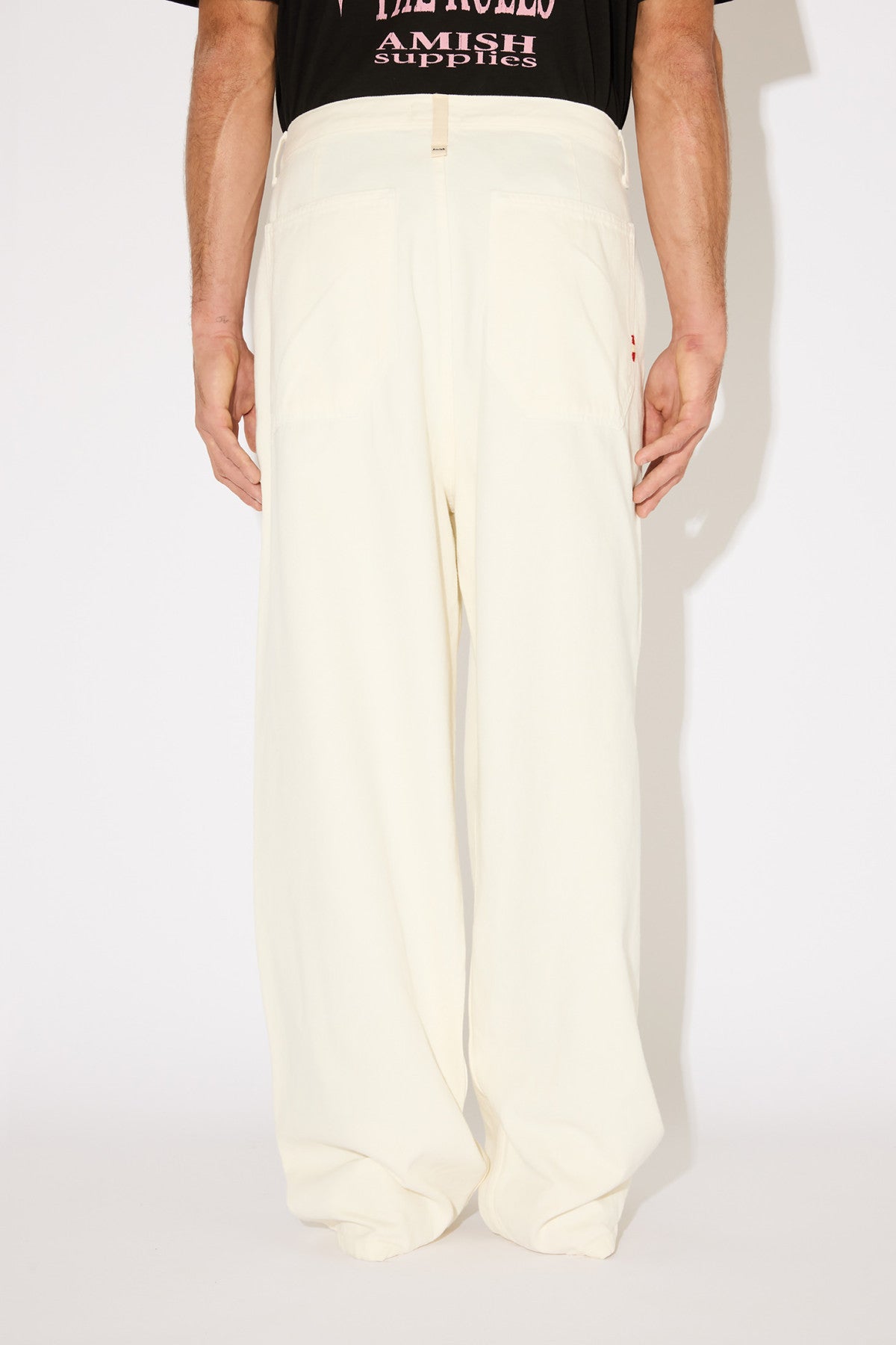 AMISH Pantalone Unisex No Gender Bull Dyed-Bianco
