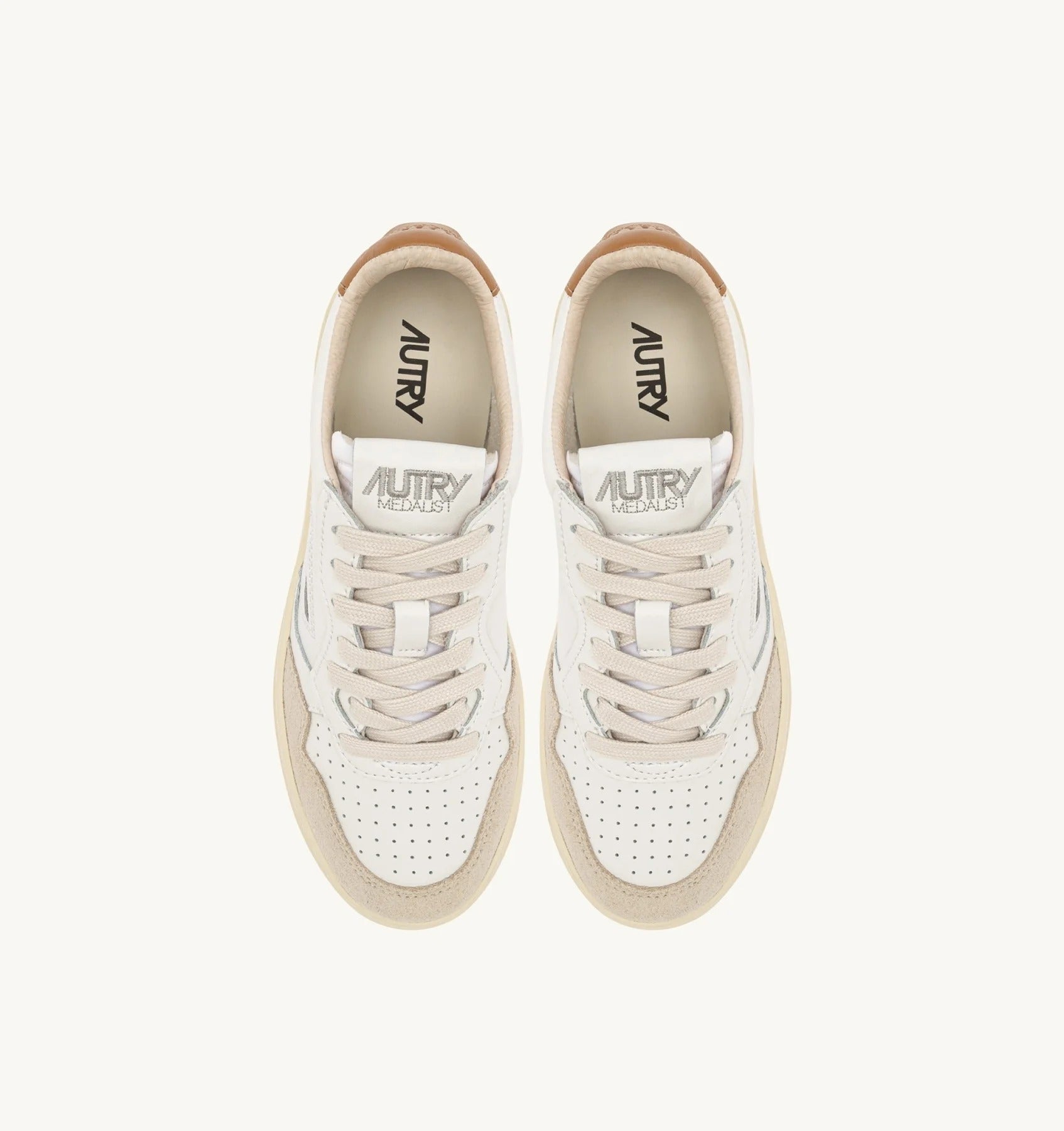 AUTRY Sneaker Uomo Medalist Low-White Beige Brown Sugar