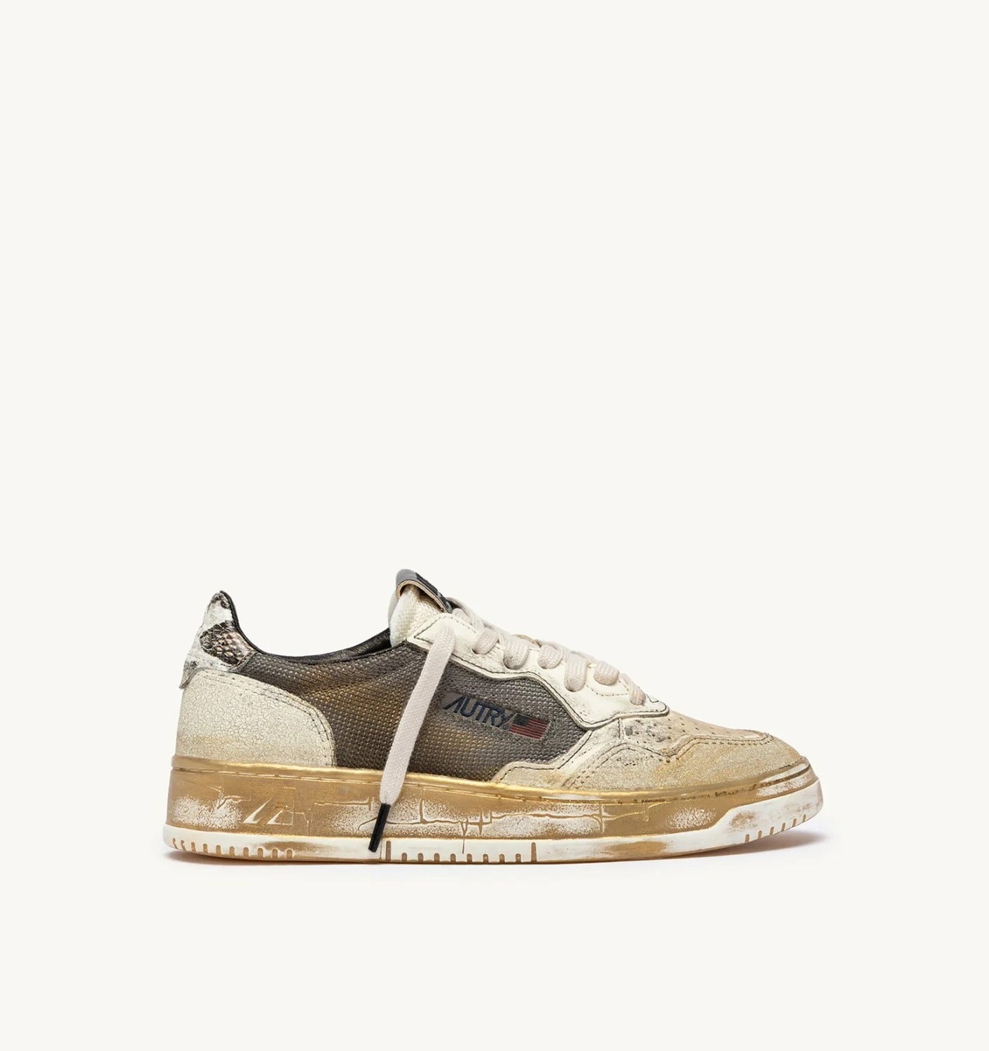 AUTRY Sneaker Donna Medalist Low Super Vintage-White Grey Gold