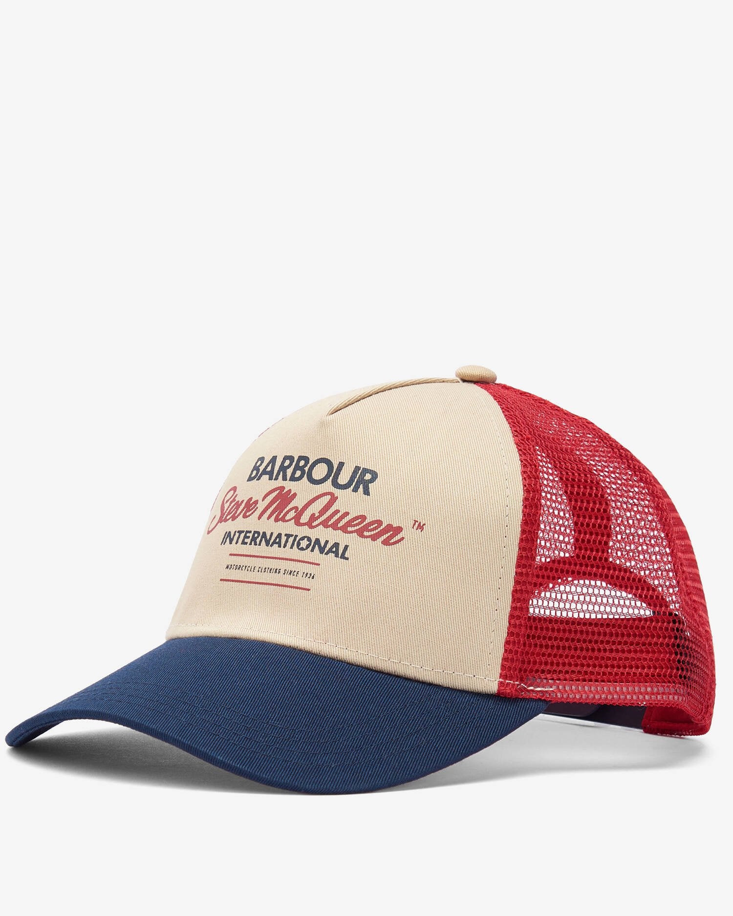BARBOUR Cappello Baseball STEVE MCQUEEN TRUCKER CAP-Navy Red Stone