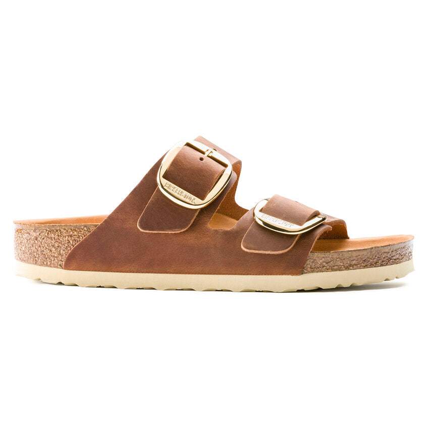 BIRKENSTOCK Ciabatta Donna Arizona Big Buckle Oiled Leather-Cognac