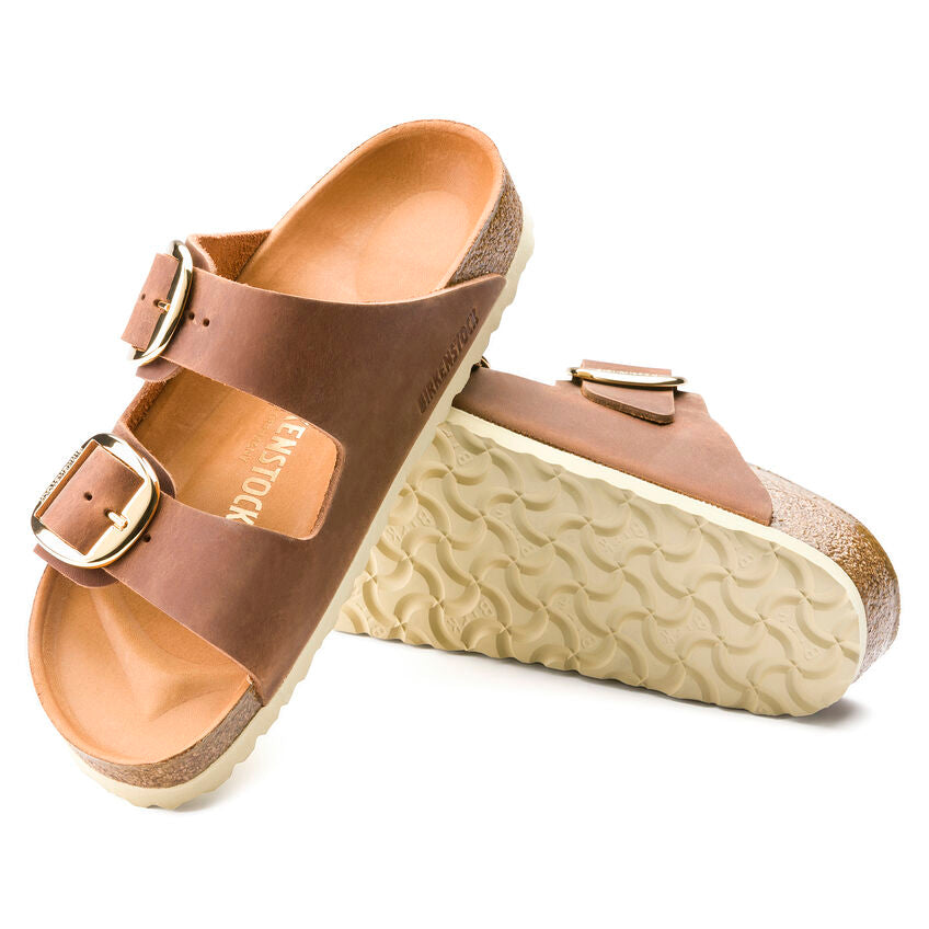 BIRKENSTOCK Ciabatta Donna Arizona Big Buckle Oiled Leather-Cognac