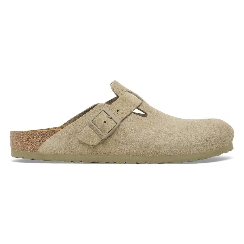 BIRKENSTOCK Ciabatta Unisex Boston Suede Leather-Faded Khaki