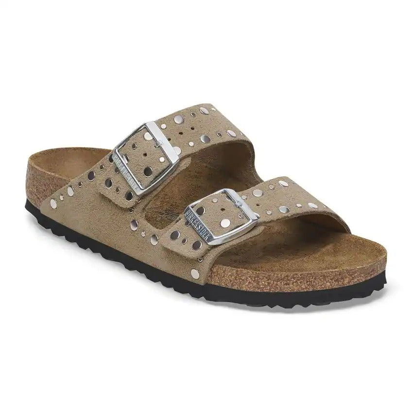 BIRKENSTOCK Ciabatta Donna Arizona Rivet Suede-Taupe
