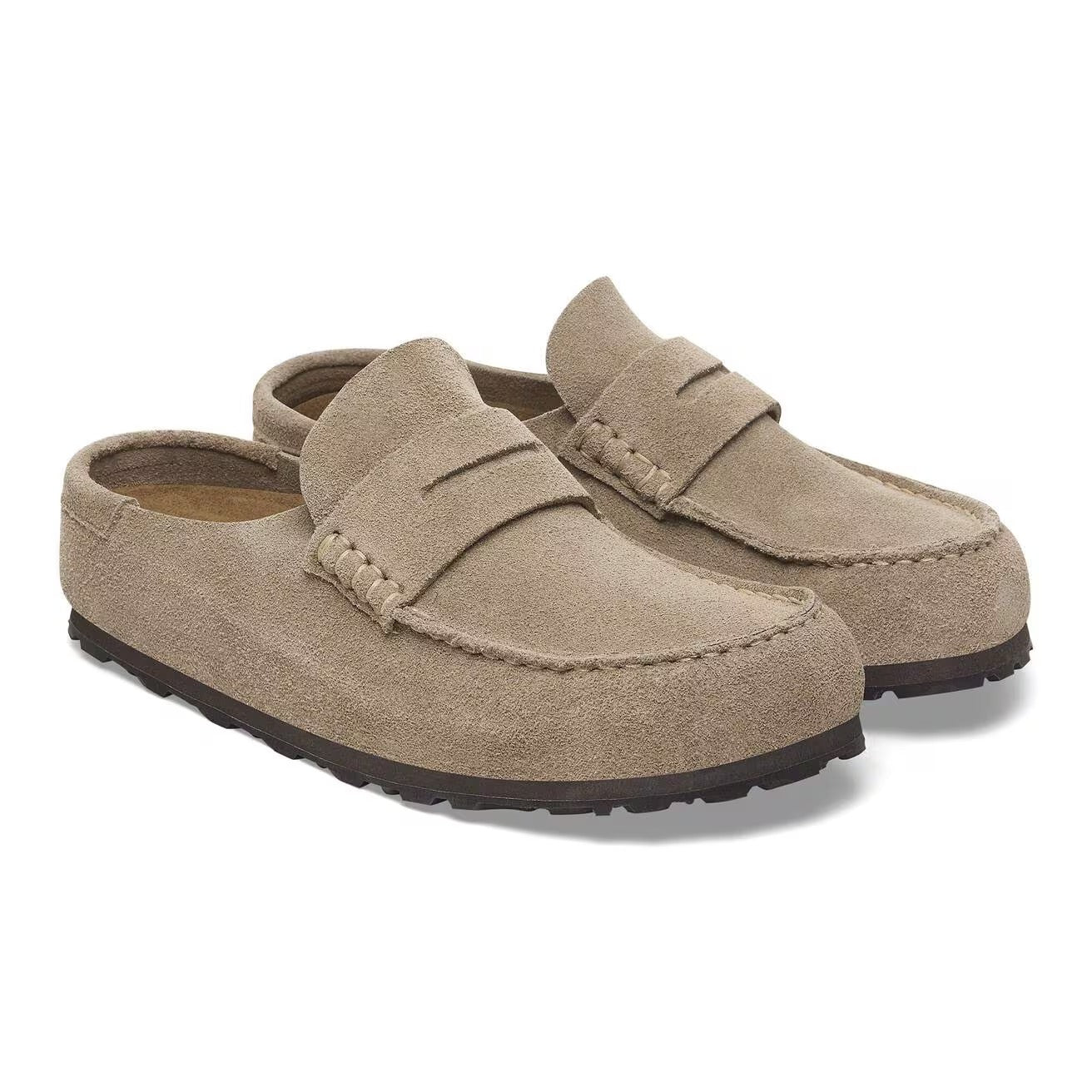 BIRKENSTOCK Sabot Uomo NAPLES WRAPPED SUEDE-Taupe