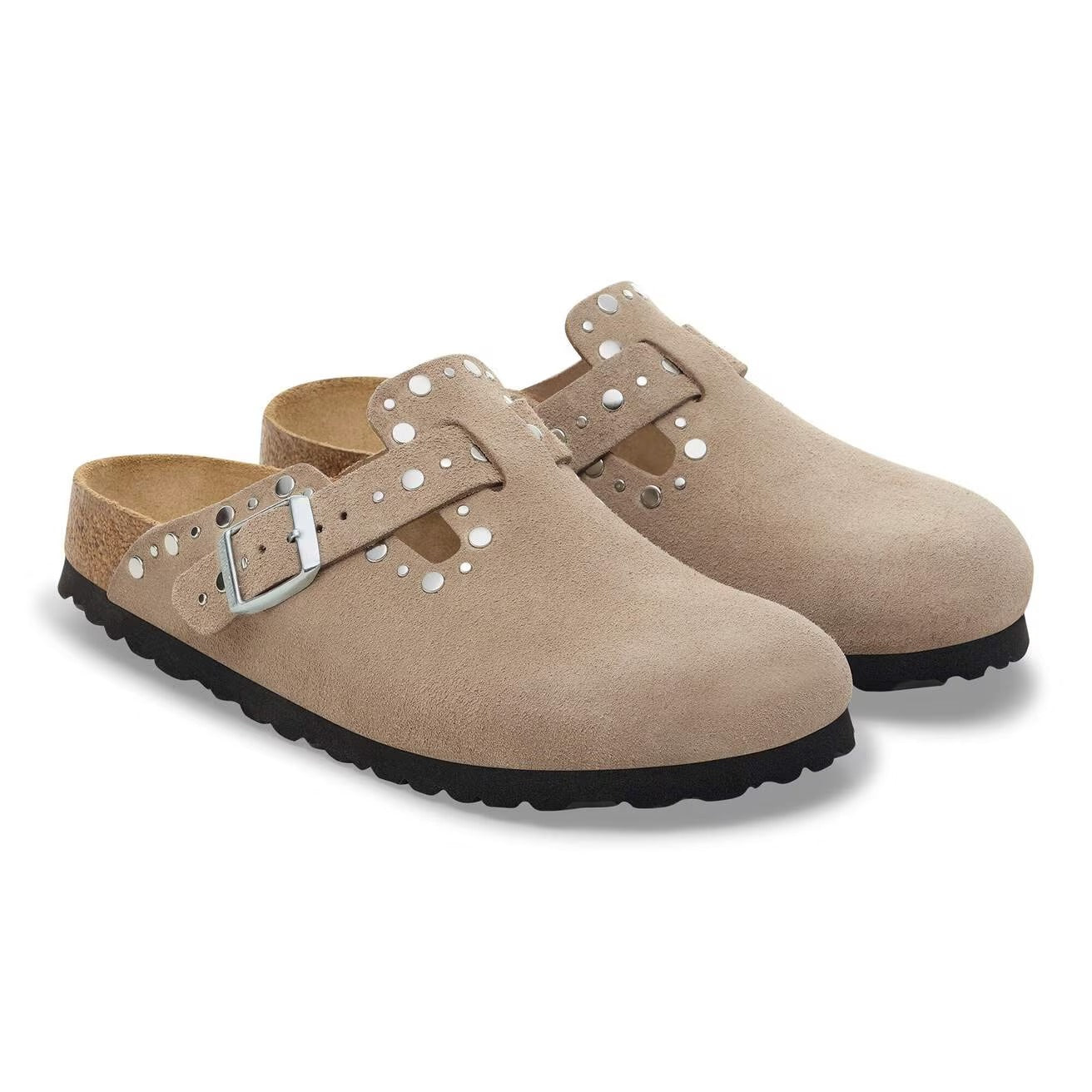 BIRKENSTOCK CIabatta Donna BOSTON RIVET Suede-Taupe