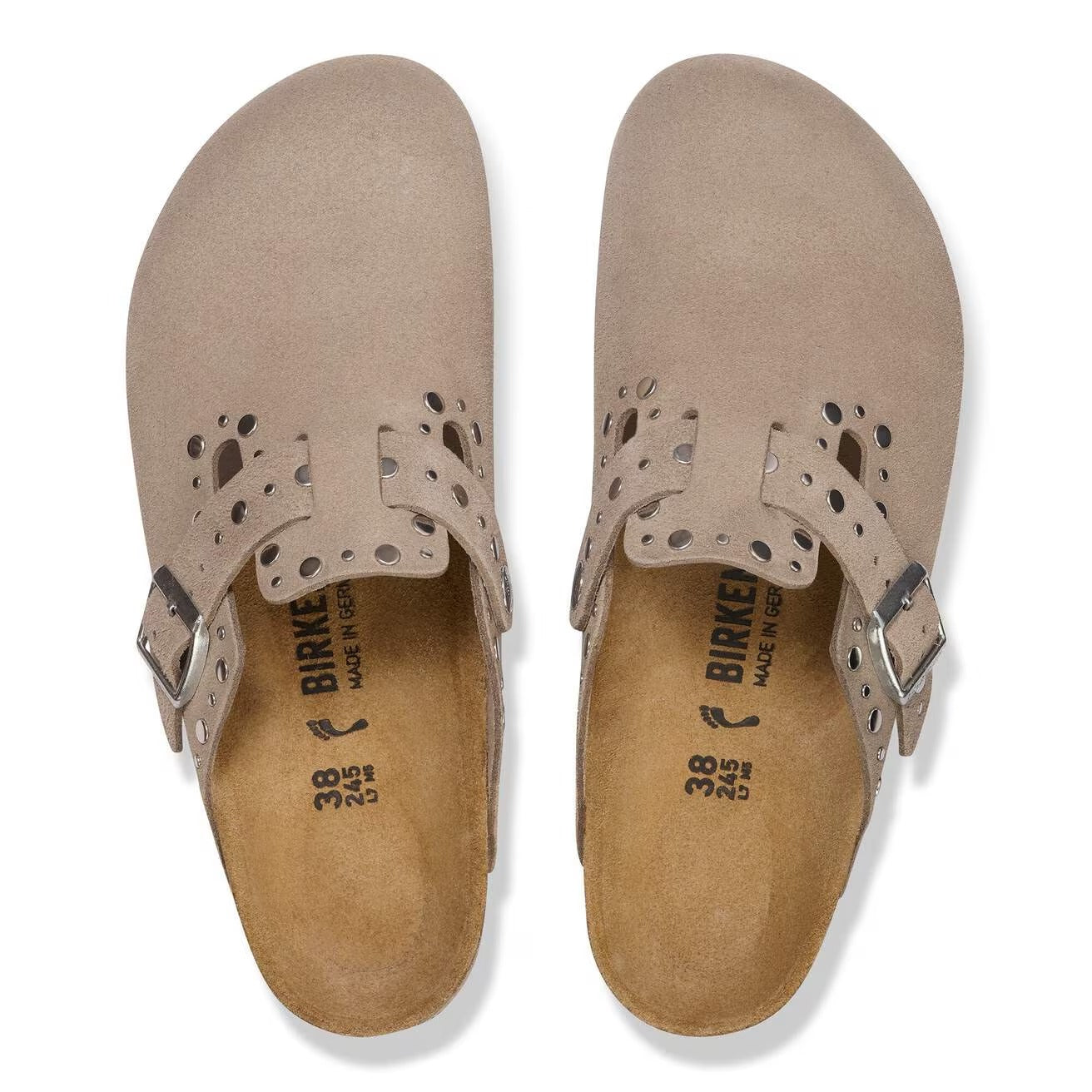 BIRKENSTOCK CIabatta Donna BOSTON RIVET Suede-Taupe