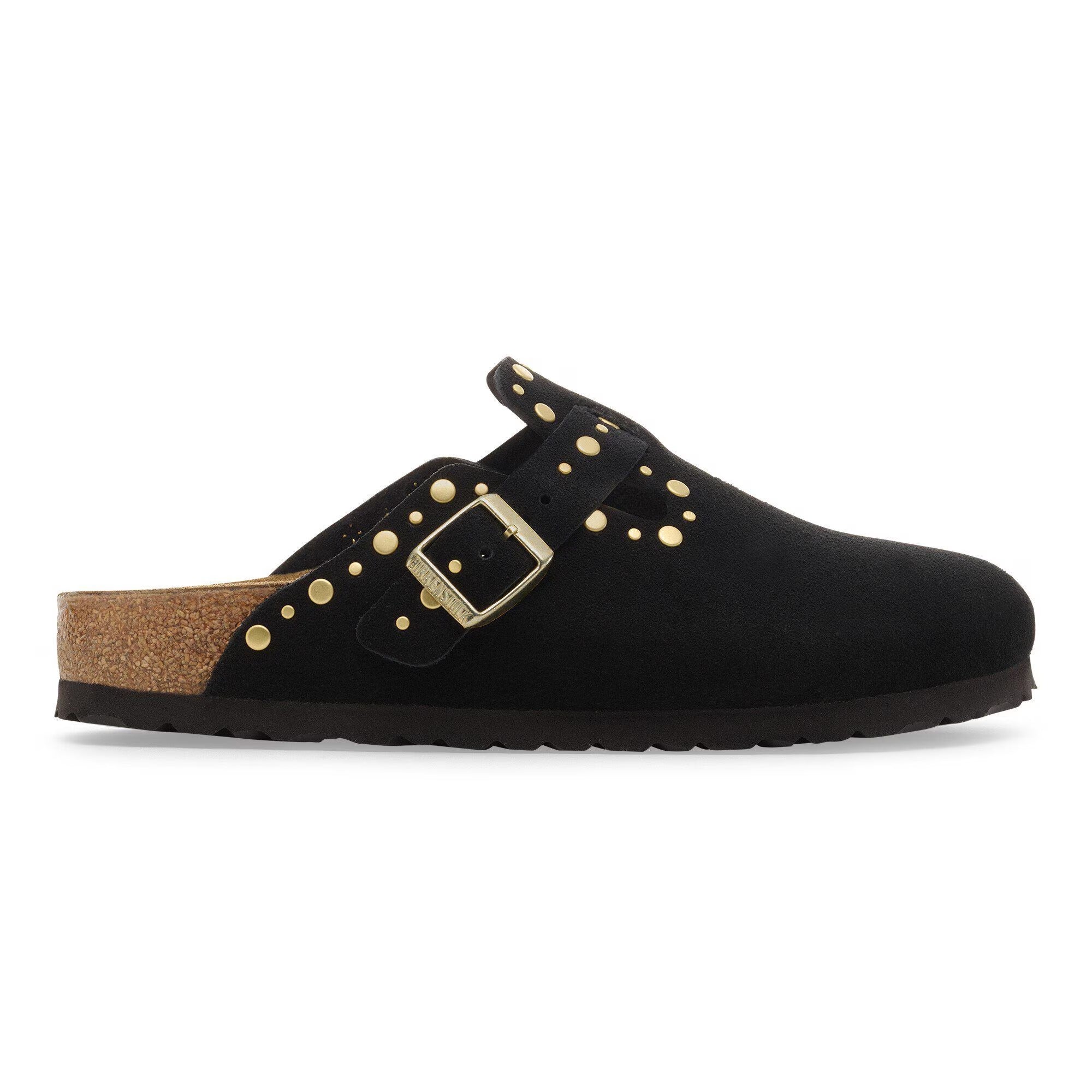 BIRKENSTOCK CIabatta Donna BOSTON RIVET Suede-Black
