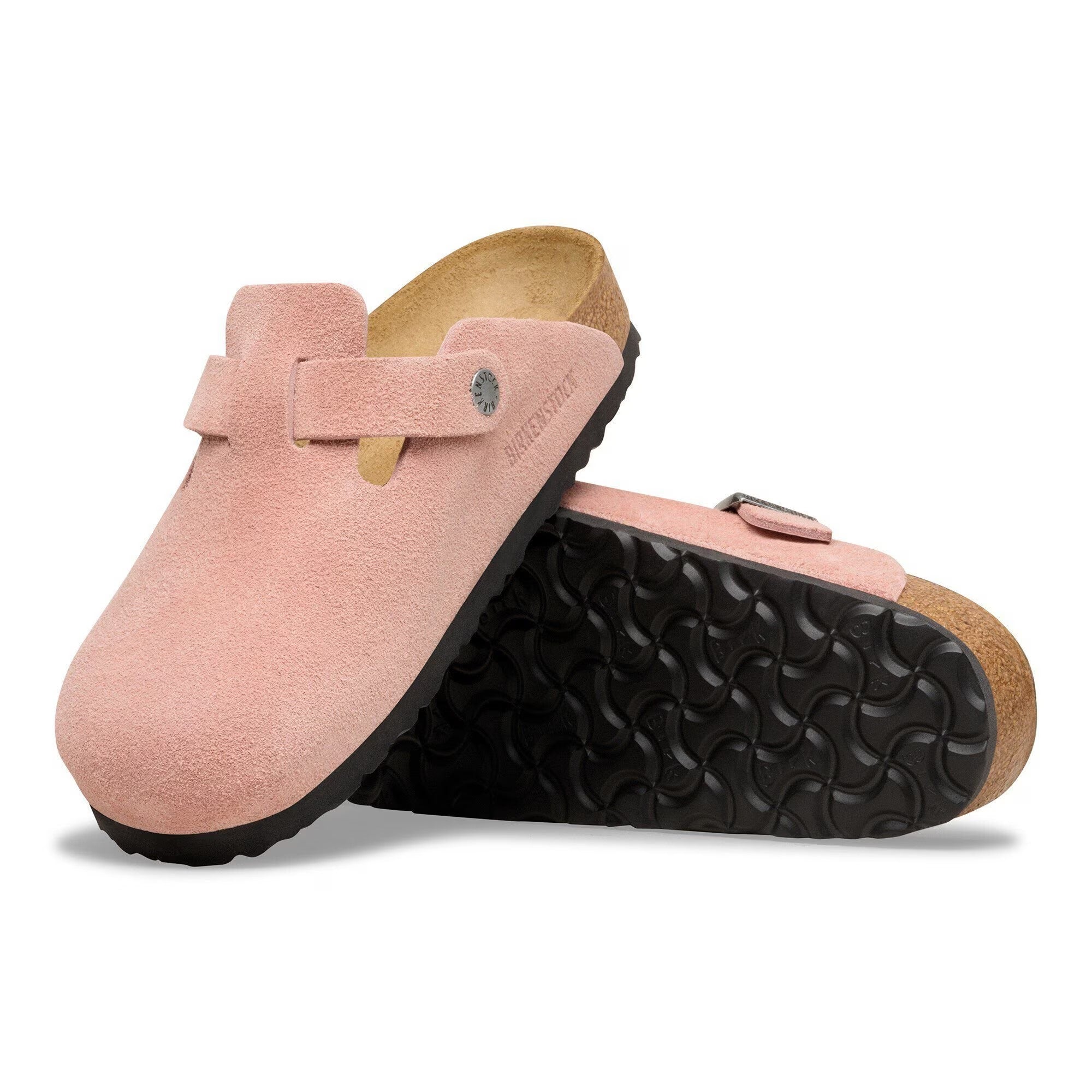 BIRKENSTOCK Ciabatta Donna Boston Suede Leather-Pink Clay