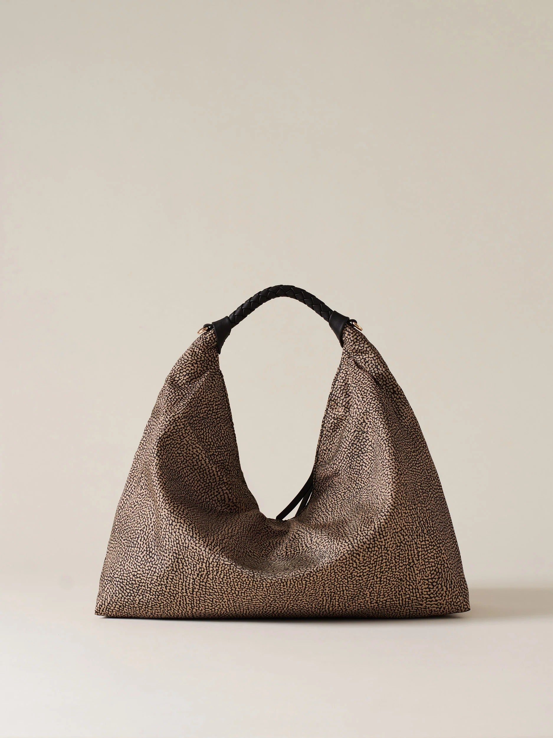 BORBONESE BORSA HOBO PLIE MEDIUM-OP Naturale/Nero