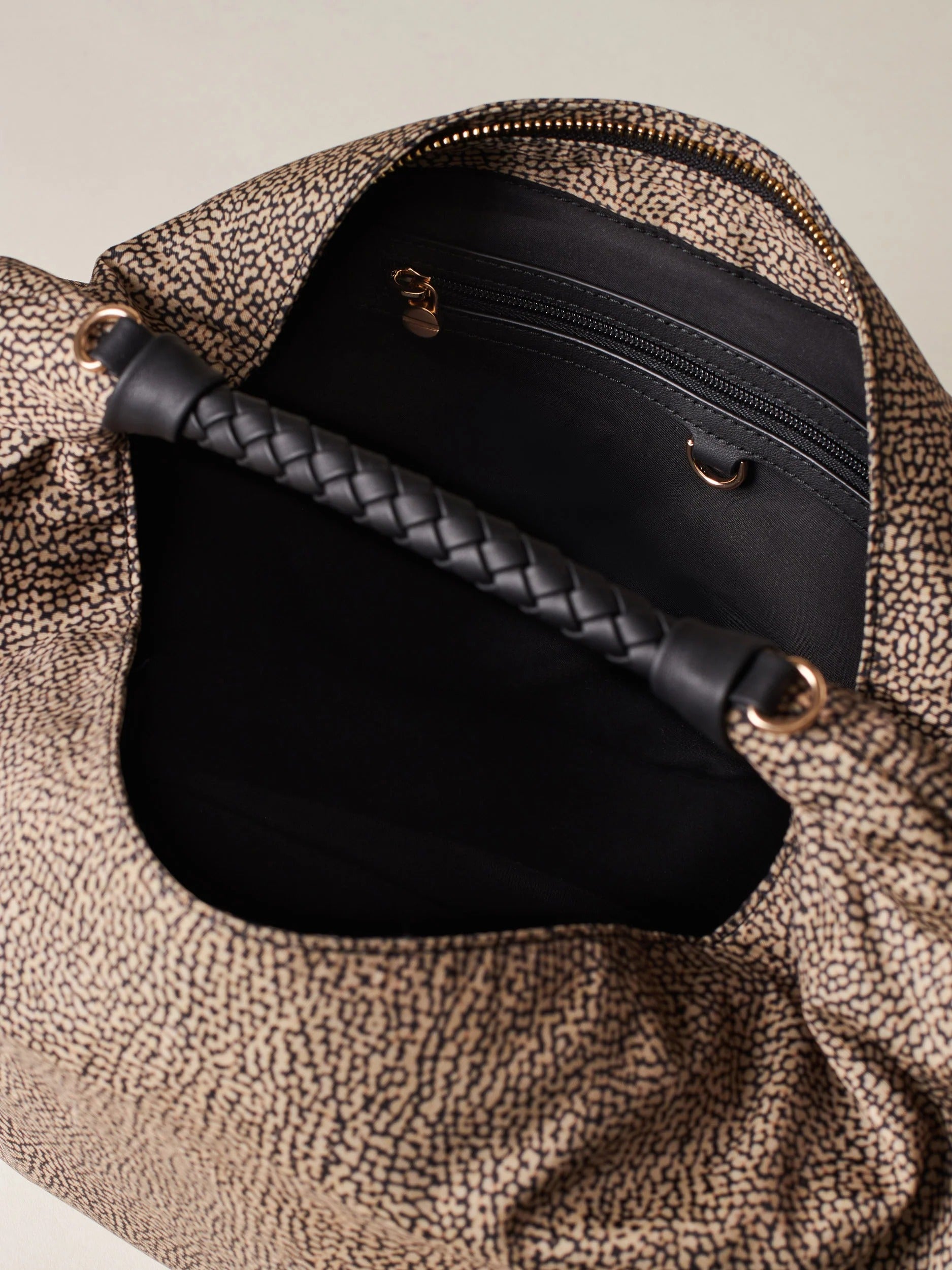 BORBONESE BORSA HOBO PLIE MEDIUM-OP Naturale/Nero
