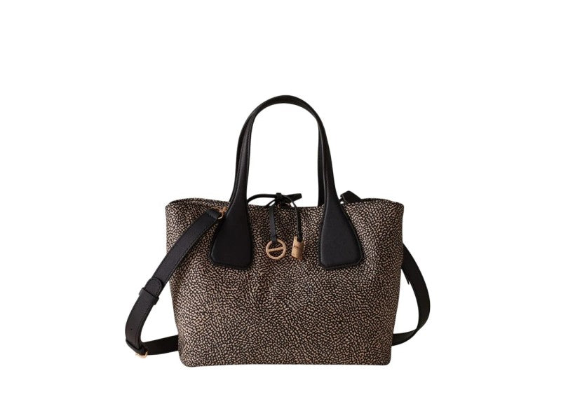 BORBONESE BORSA BAULETTO VIS A VIS MEDIUM-Op Naturale/Nero