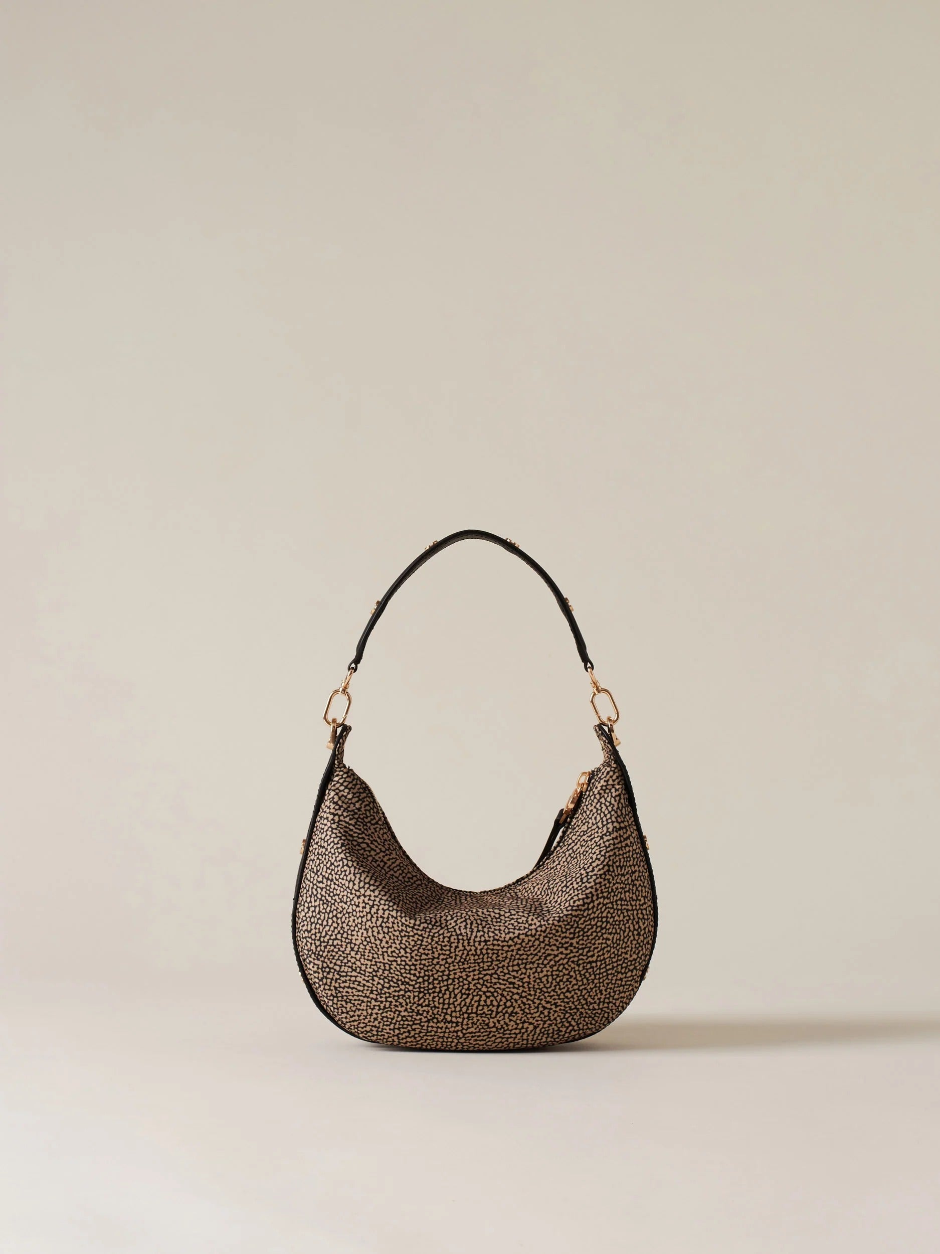 BORBONESE BORSA HOBO FRAME SMALL-Op Naturale/Nero