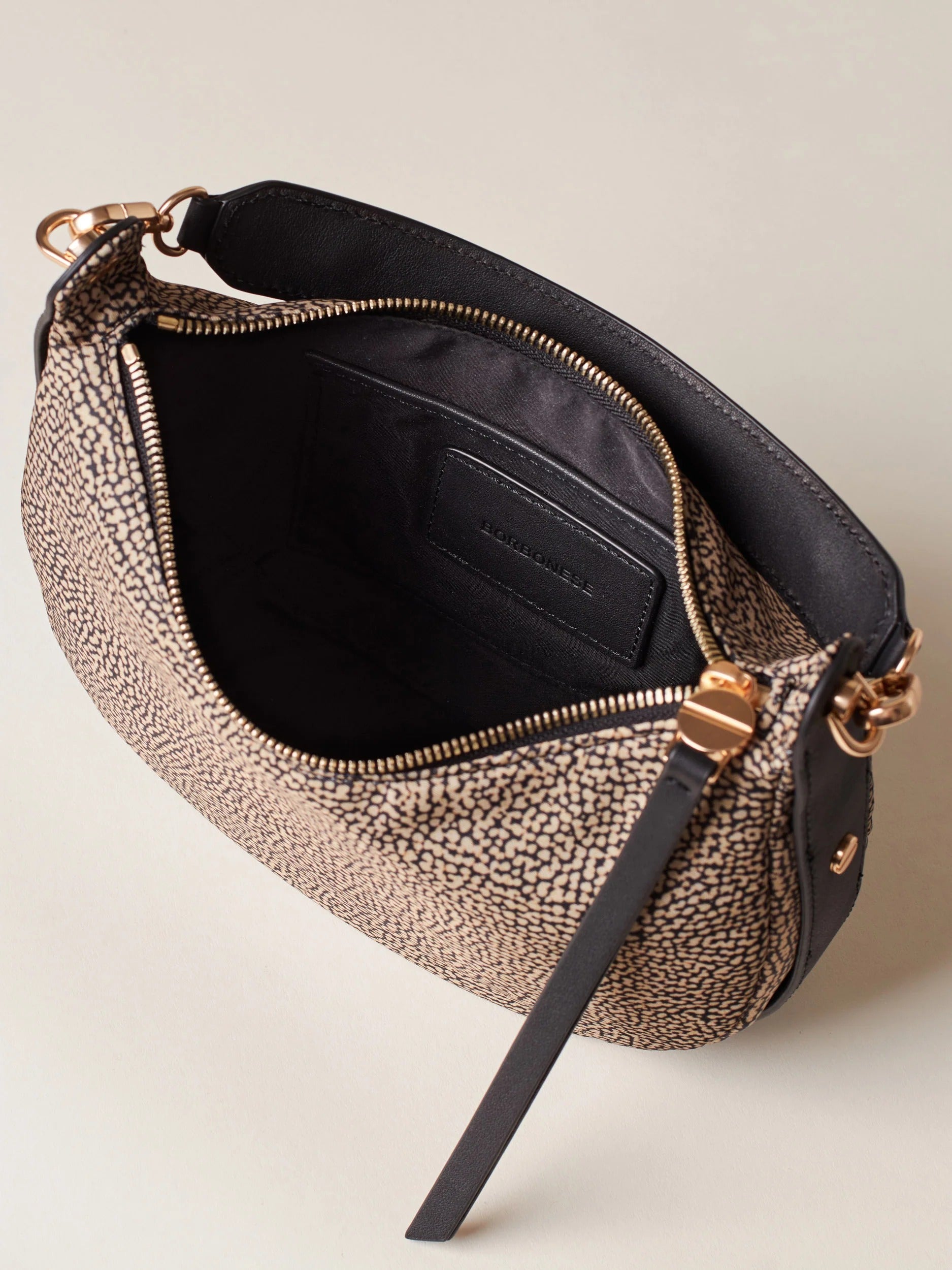 BORBONESE BORSA HOBO FRAME SMALL-Op Naturale/Nero