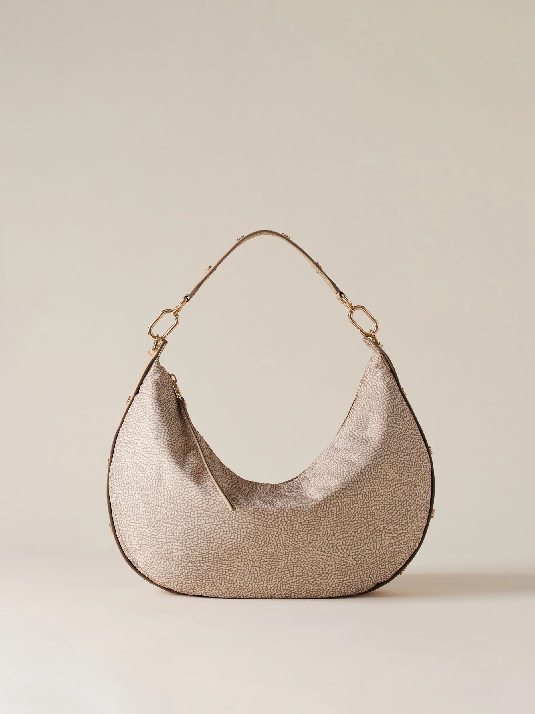 BORBONESE Borsa Hobo FRAME MEDIUM-Sabbia