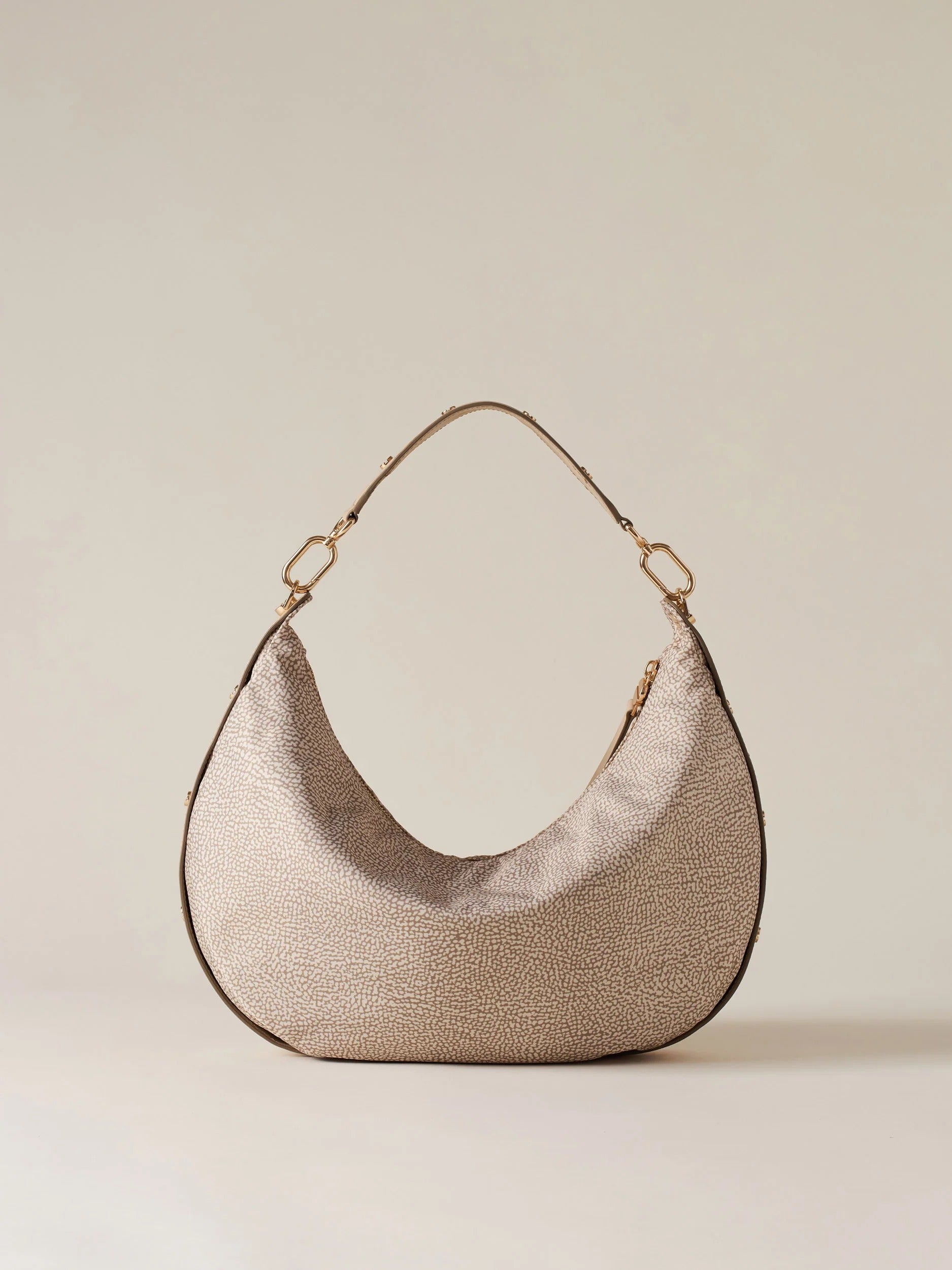 BORBONESE Borsa Hobo FRAME MEDIUM-Sabbia