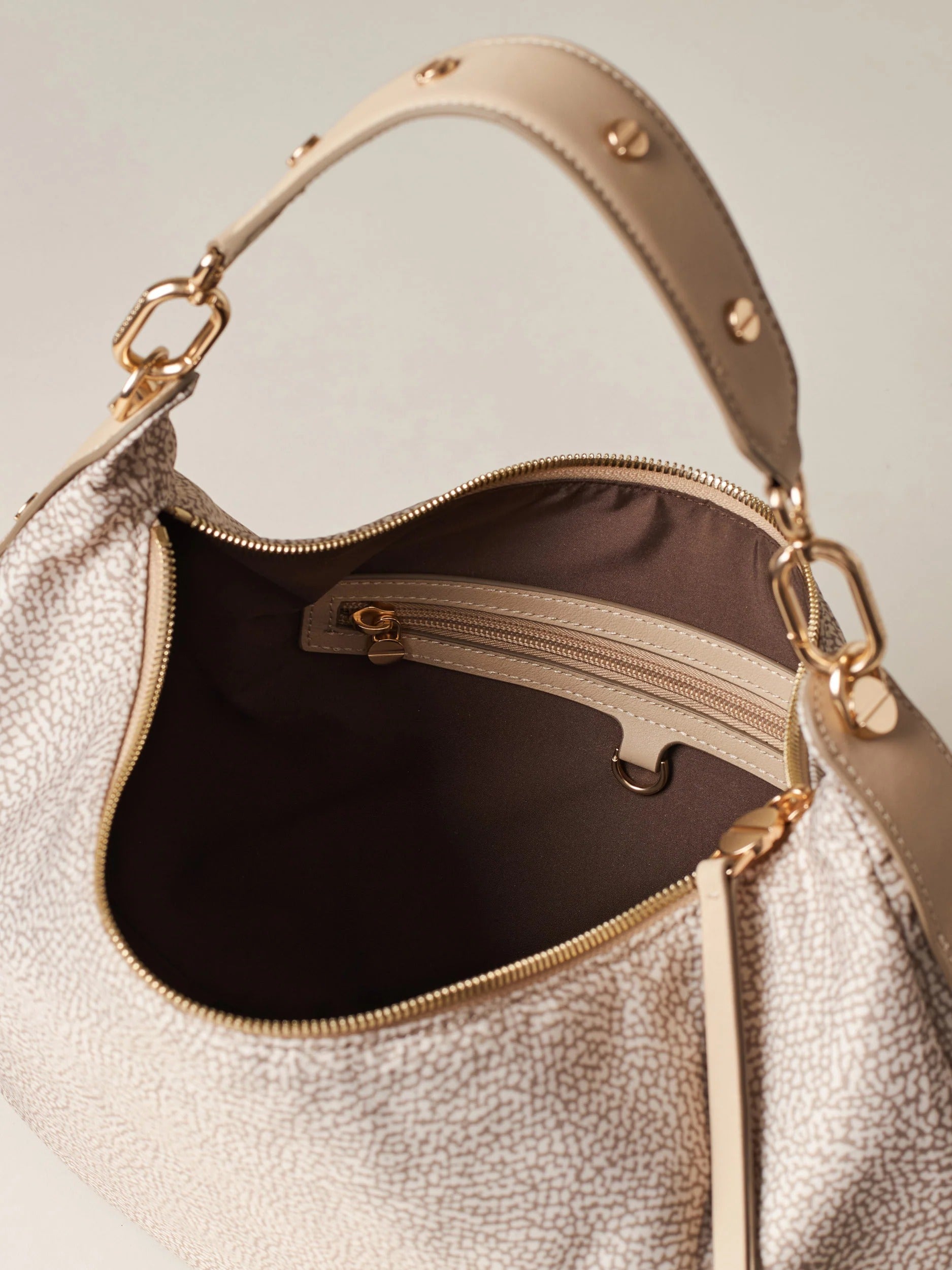 BORBONESE Borsa Hobo FRAME MEDIUM-Sabbia