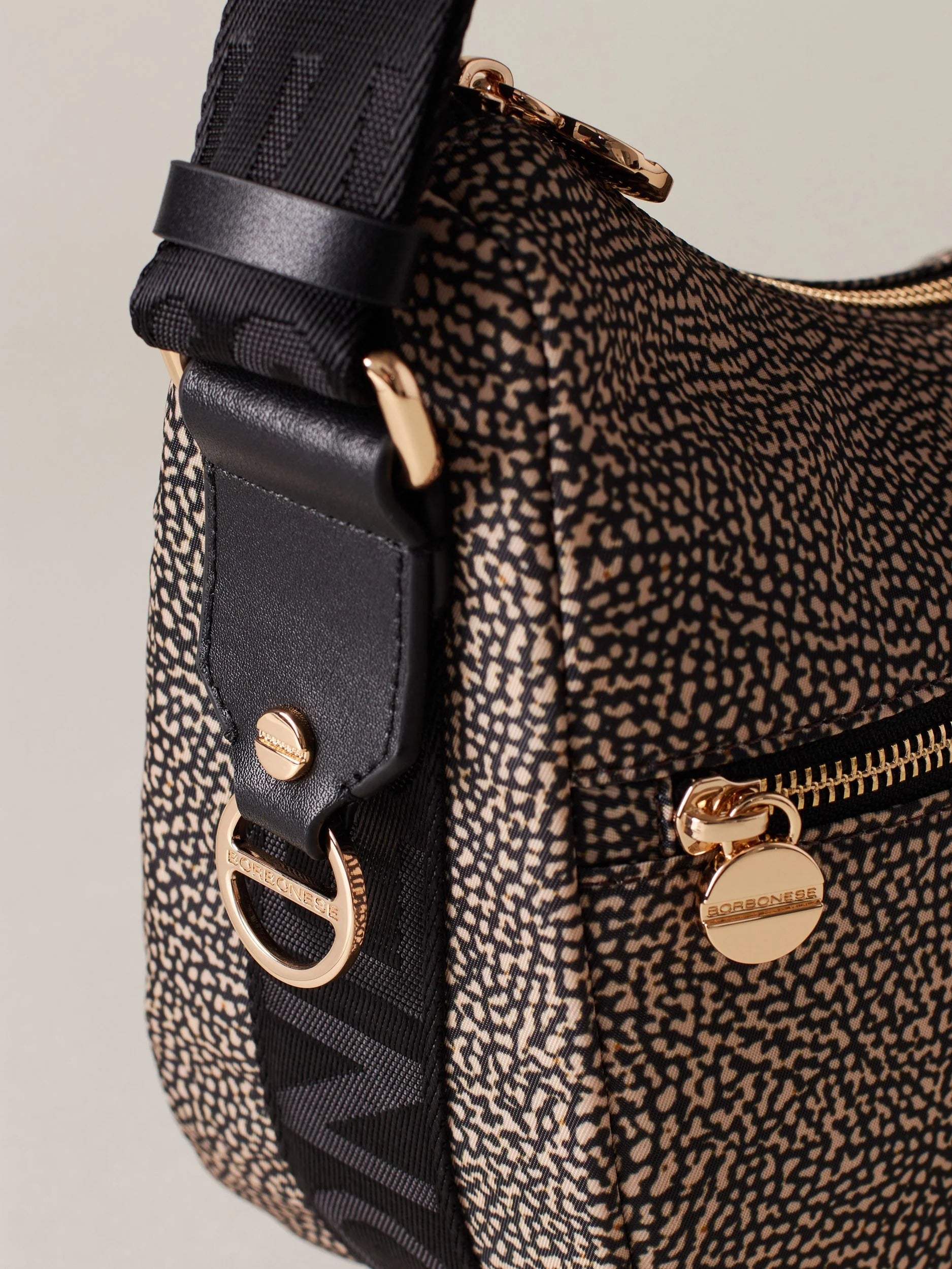 BORBONESE BORSA LUNA SMALL-Op Naturale/Nero