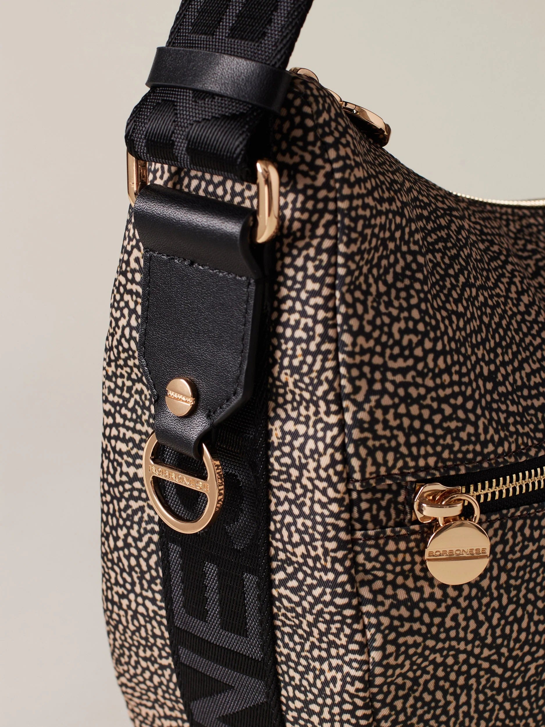 BORBONESE BORSA LUNA Middle-OP Naturale/Nero