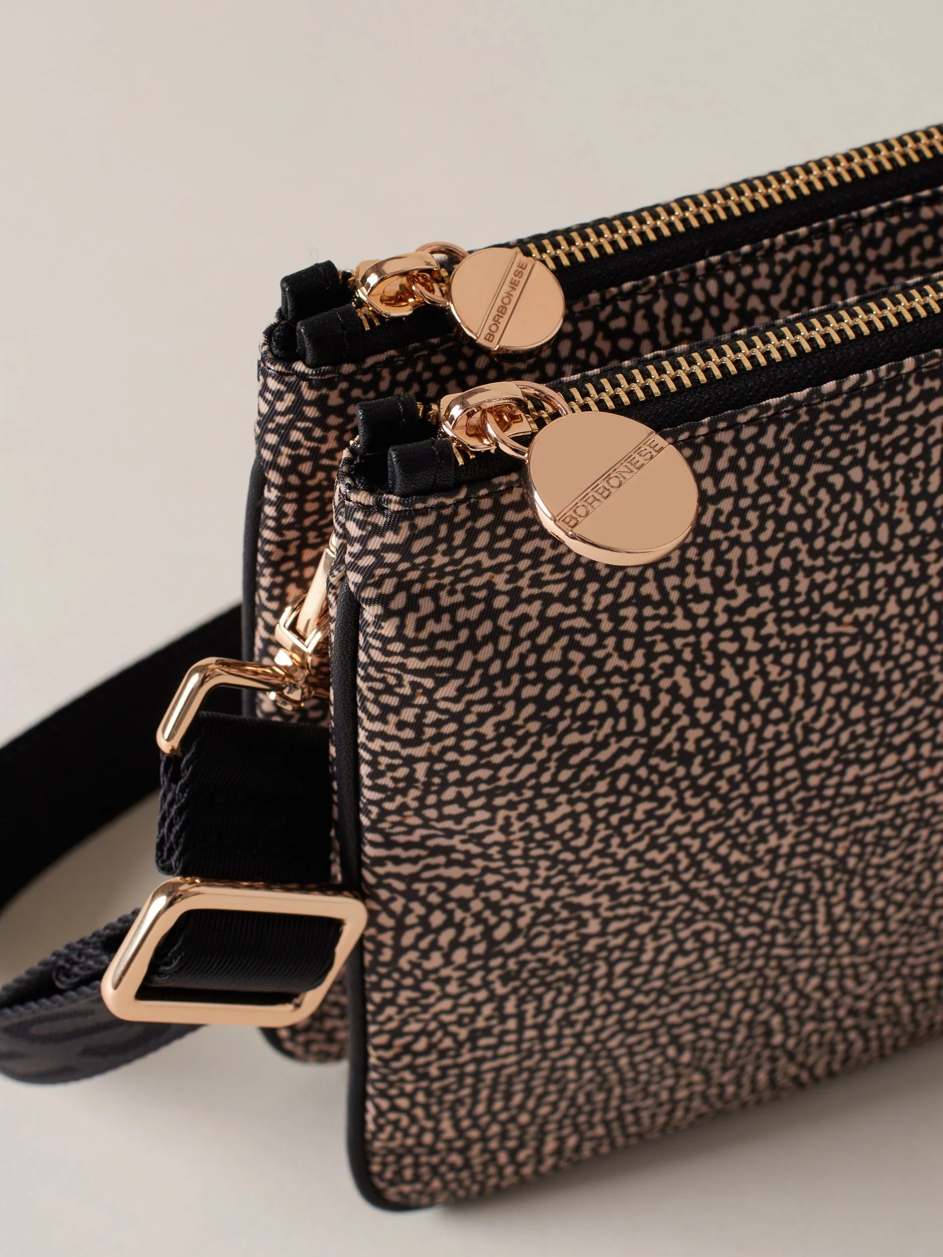BORBONESE Borsa Tracolla LUNA SMALL-Op Naturale/Nero