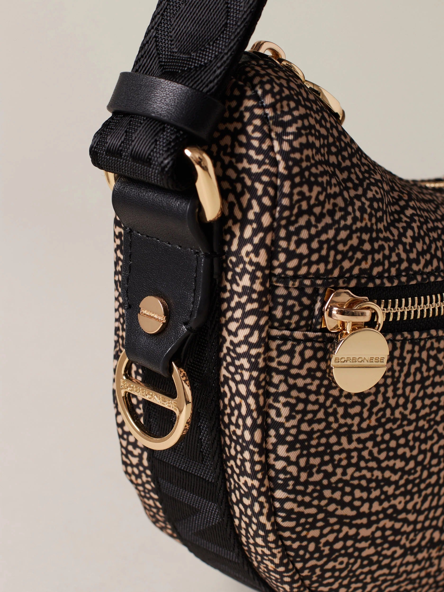 BORBONESE BORSA Luna Mini-OP Naturale/Nero