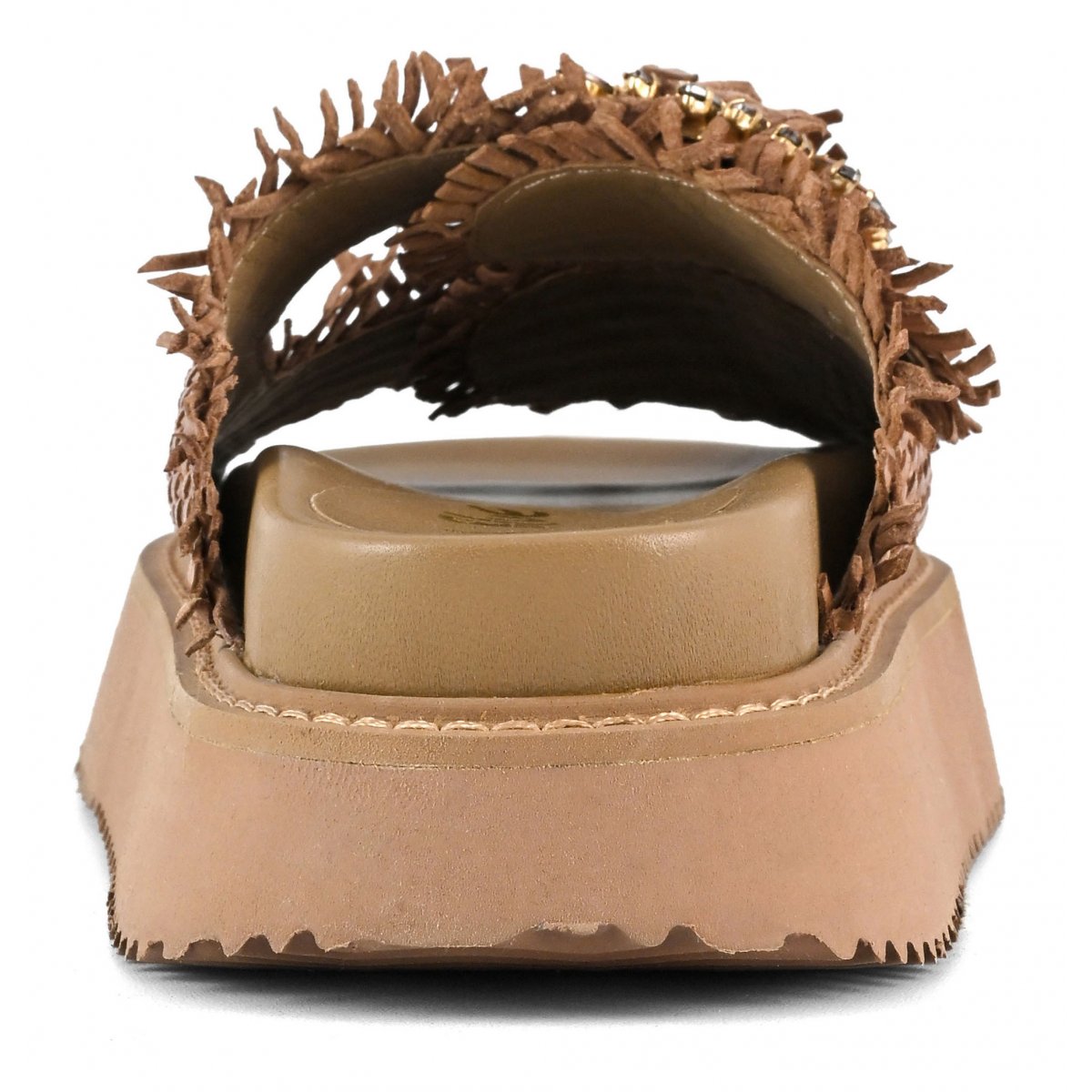 CORAL BLUE Sandalo Donna Gioiello Platform Pelle Intrecciata-Cognac