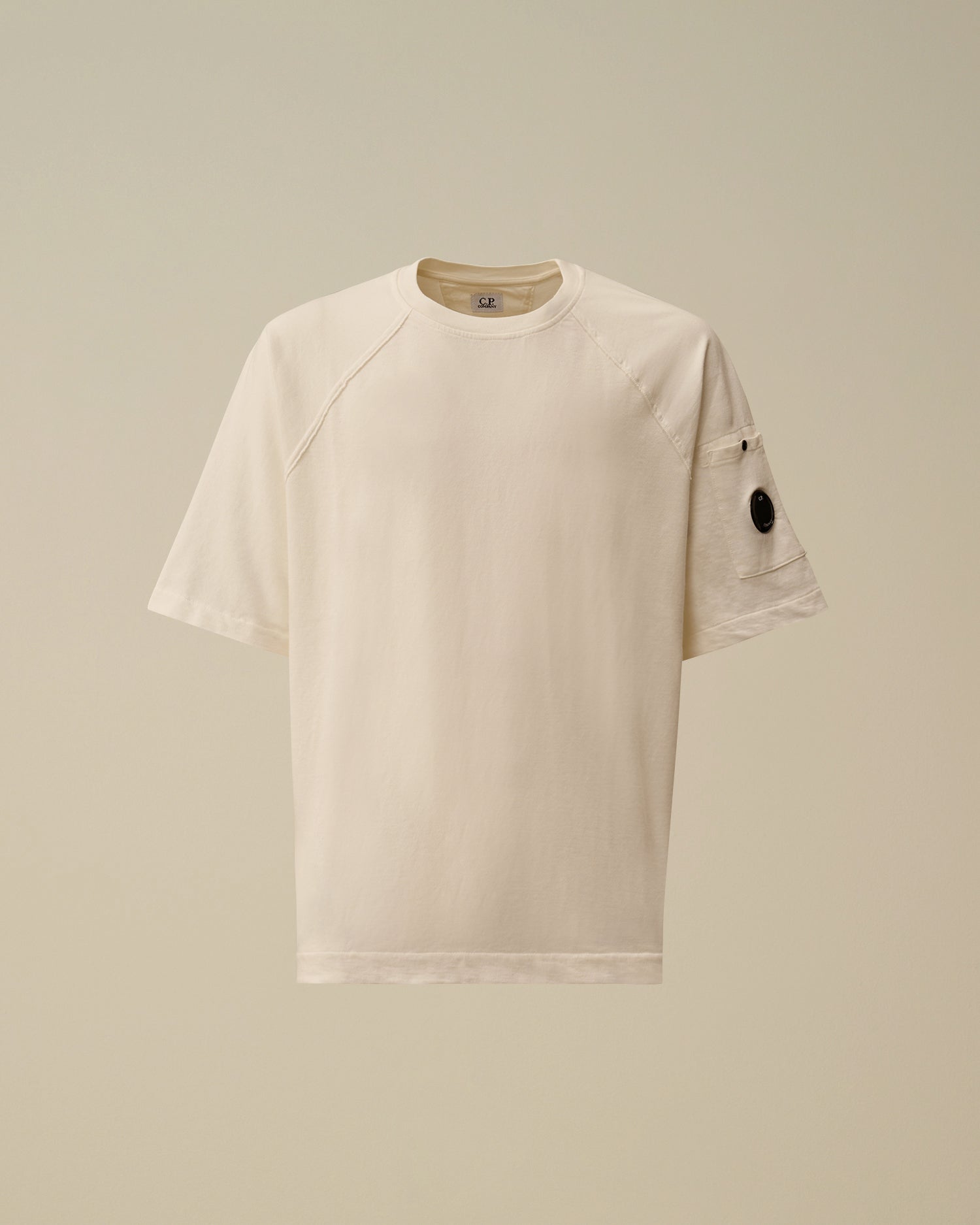 C.P. COMPANY Felpa Uomo Maniche corte Logo Lente-Gauze White