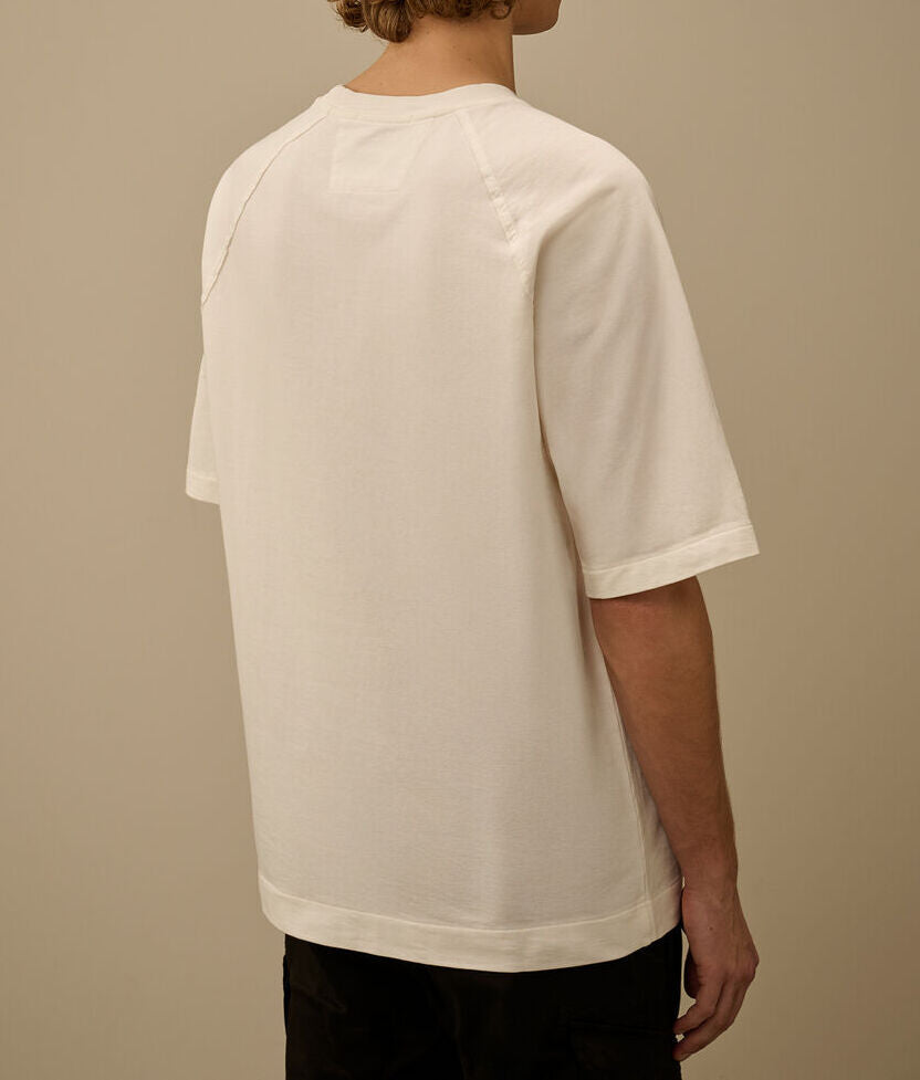 C.P. COMPANY Felpa Uomo Maniche corte Logo Lente-Gauze White