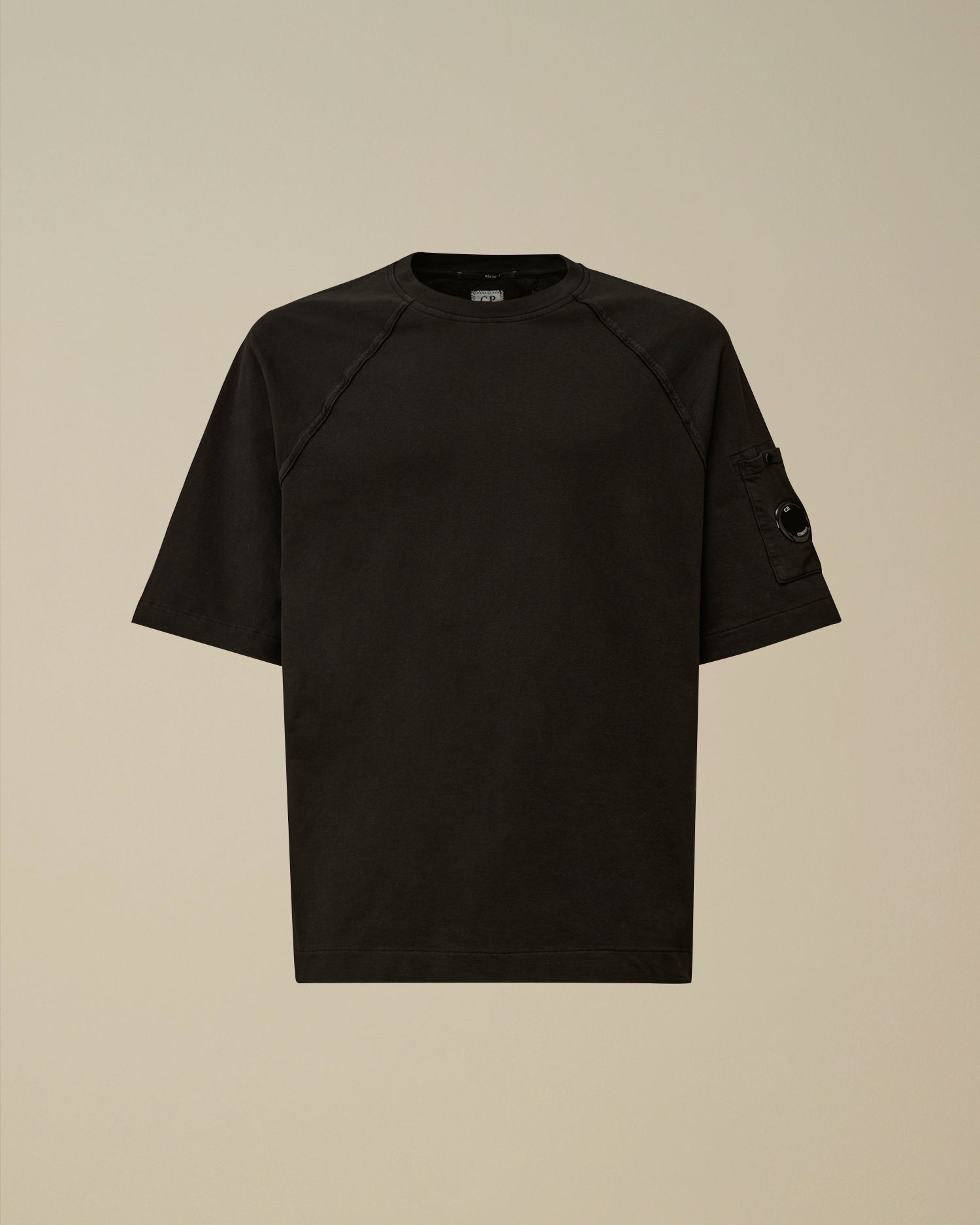 C.P. COMPANY Felpa Uomo Maniche Corte Logo Lente-Black