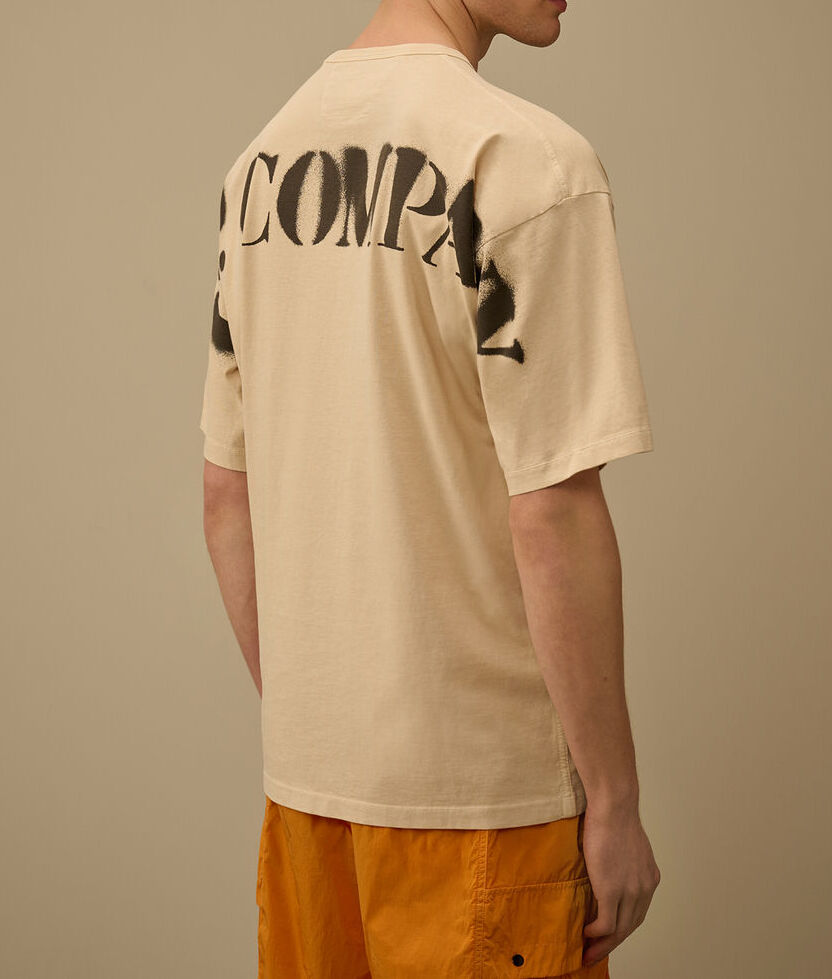 C.P. COMPANY T-Shirt Uomo 1020 Jersey Stencil-Frozen Dew White
