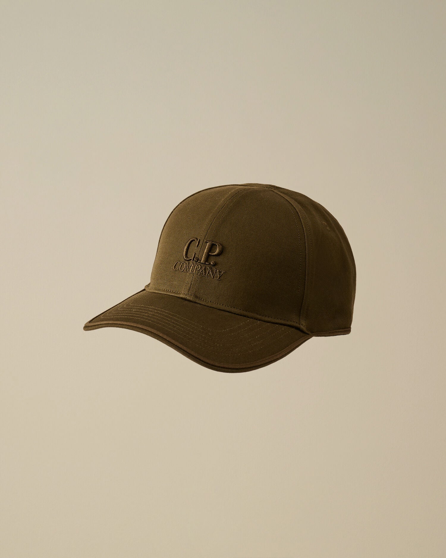C.P. COMPANY Cappello Baseball Gabardina Logo Ricamato-Ivy Green