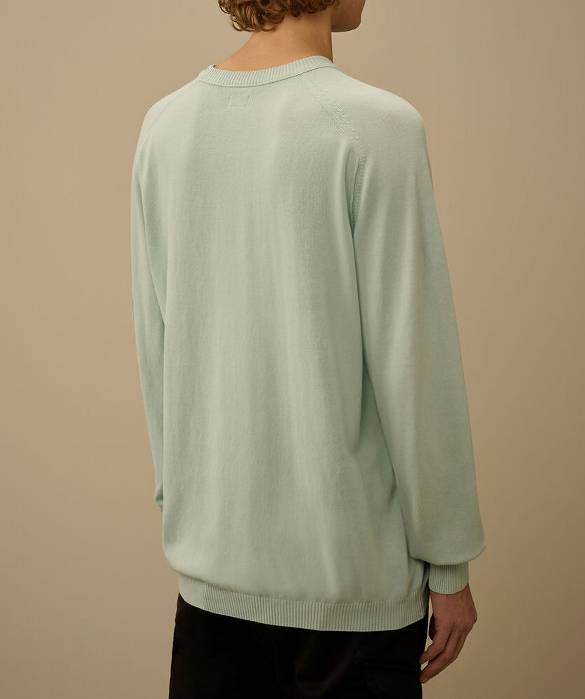 C.P. COMPANY Maglione Uomo Cotone Crepe Logo Lente-Misty Blue