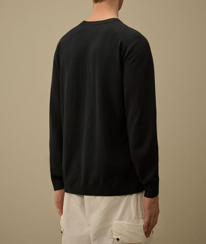 C.P. COMPANY Maglione Uomo Cotone Crepe Logo Lente-Total Eclipse