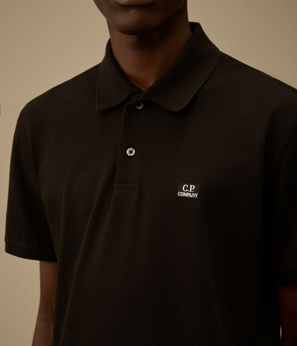 C.P. COMPANY Polo Uomo Piquet Stretch-Black