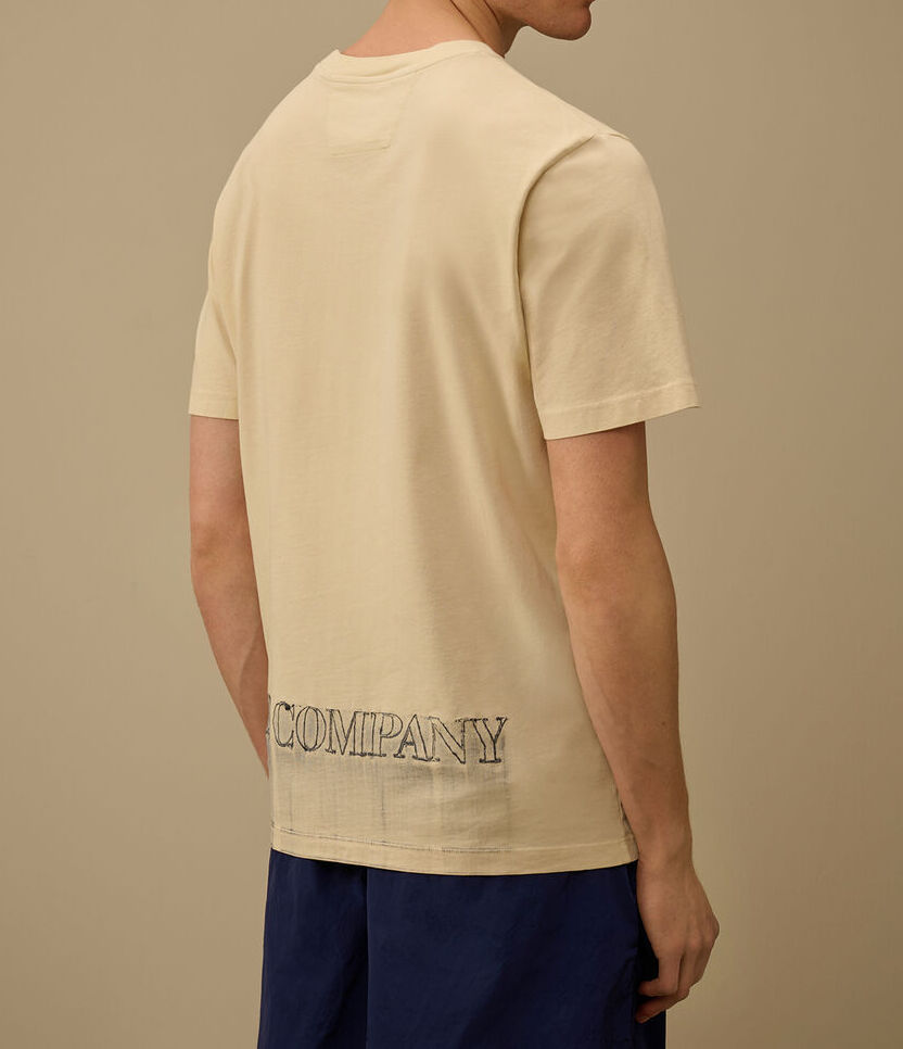 C.P. COMPANY T-shirt Uomo 24/1 Jersey Logo-Frozen Dew White
