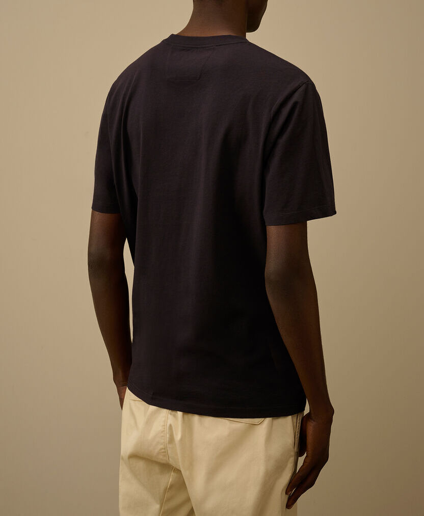 C.P. COMPANY T-shirt Uomo 30/1 Jersey Logo Patch-Total Eclipse