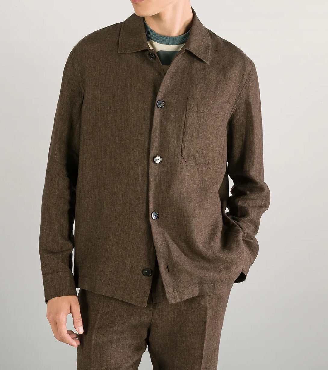 CRUNA Overshirt Uomo Cardiff Lino Delavè-Moro