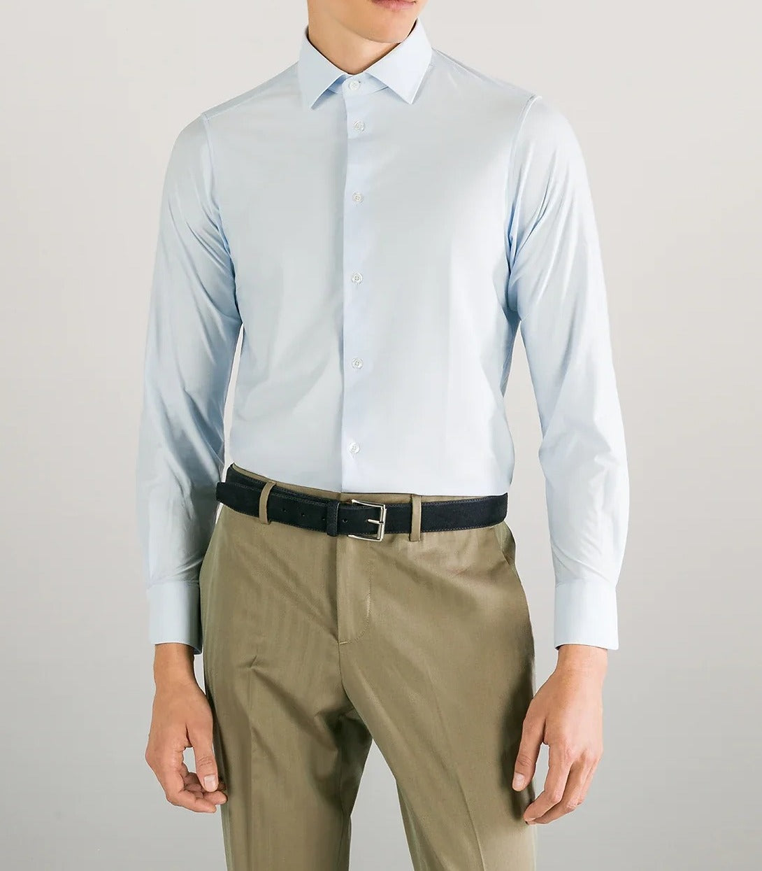 CRUNA Camicia Uomo Manhattan-Azzurro