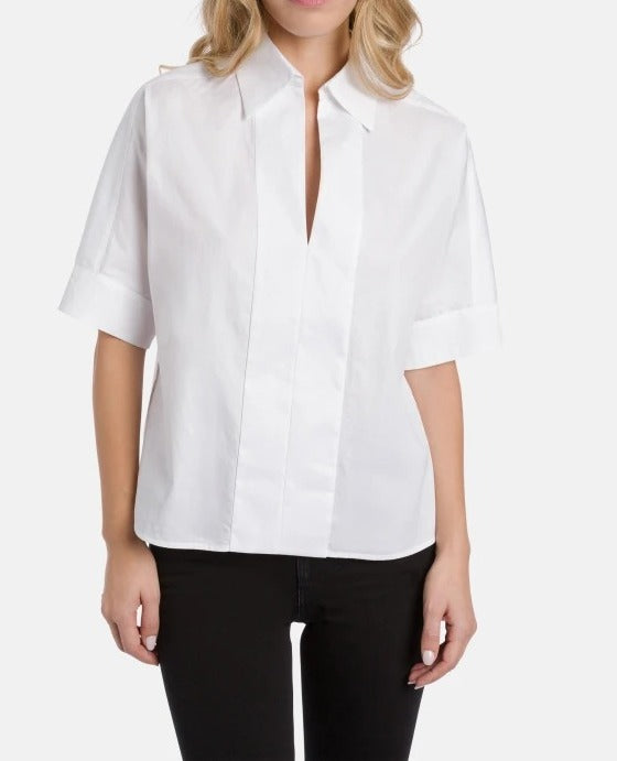 DONDUP Camicia Donna Boxy Gabardina Cotone-Bianco
