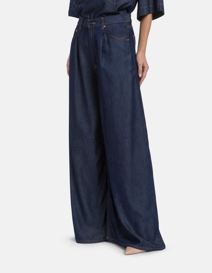 DONDUP JEANS Donna MAGGIE Lyocell Wide Leg-Blu