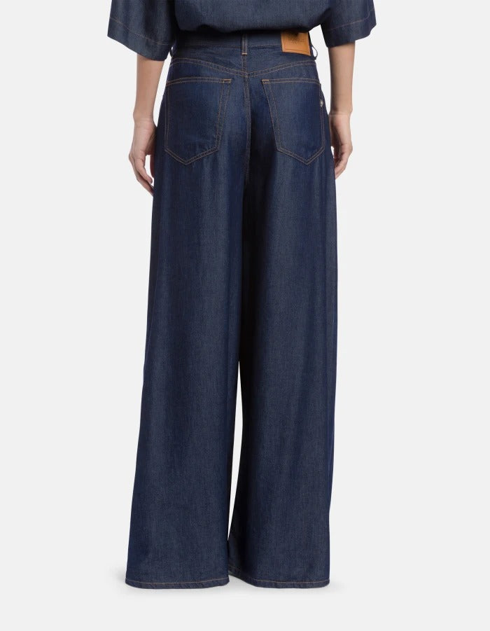 DONDUP JEANS Donna MAGGIE Lyocell Wide Leg-Blu