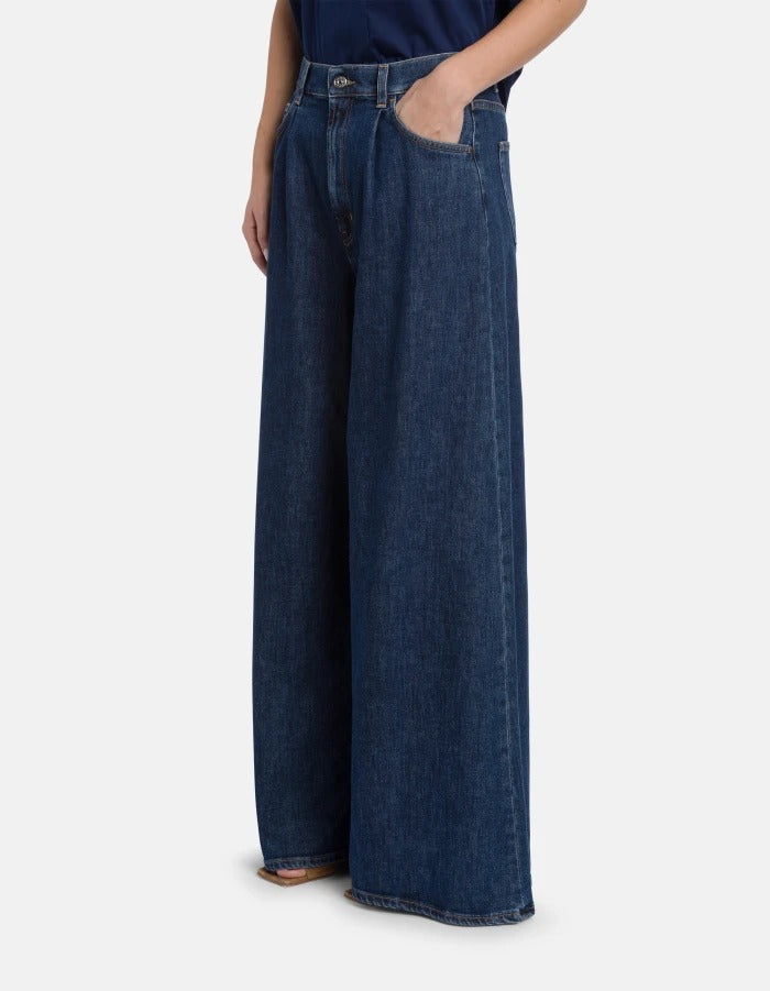 DONDUP JEANS Donna MAGGIE Cotone Wide Leg-Blu