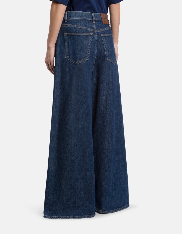 DONDUP JEANS Donna MAGGIE Cotone Wide Leg-Blu