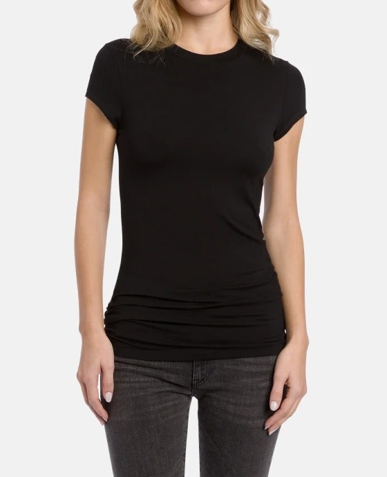 DONDUP T-Shirt Donna Girocollo Viscosa Slim-Nero