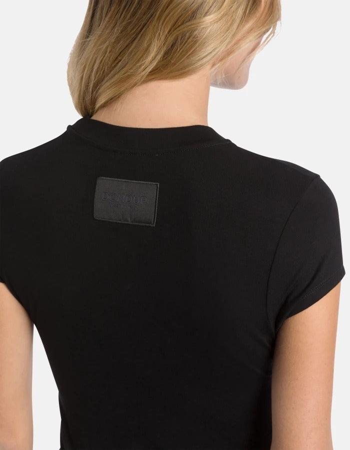 DONDUP T-Shirt Donna Girocollo Viscosa Slim-Nero