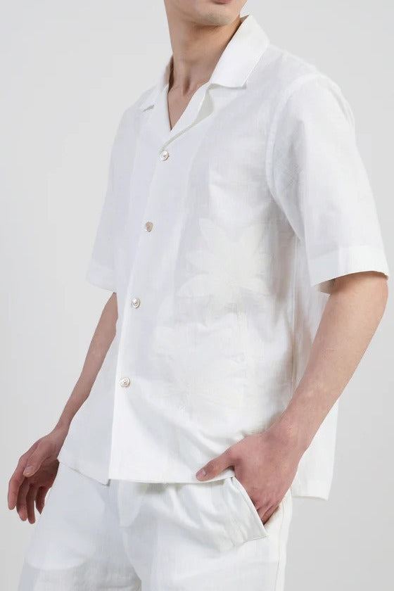 ELEVENTY Camicia Uomo Cotone Ricami-Bianco Beige