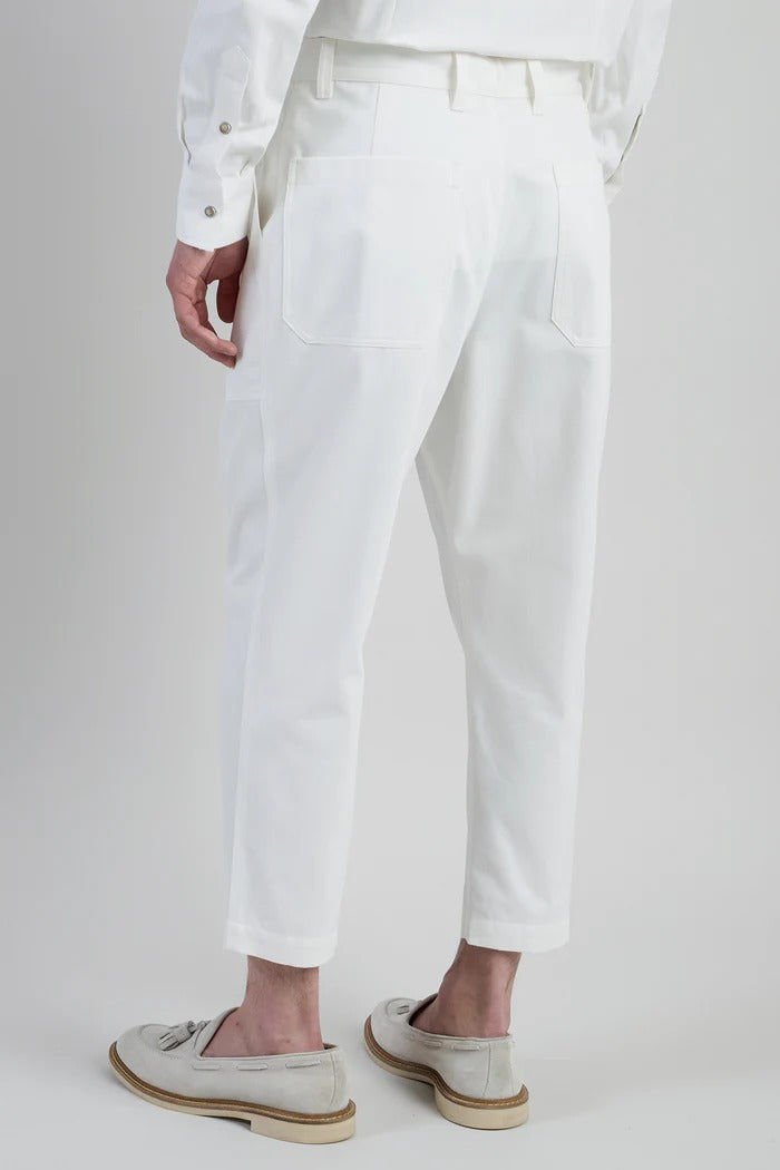 ELEVENTY Pantalone Uomo Cotone Tasche Fatigue-Bianco