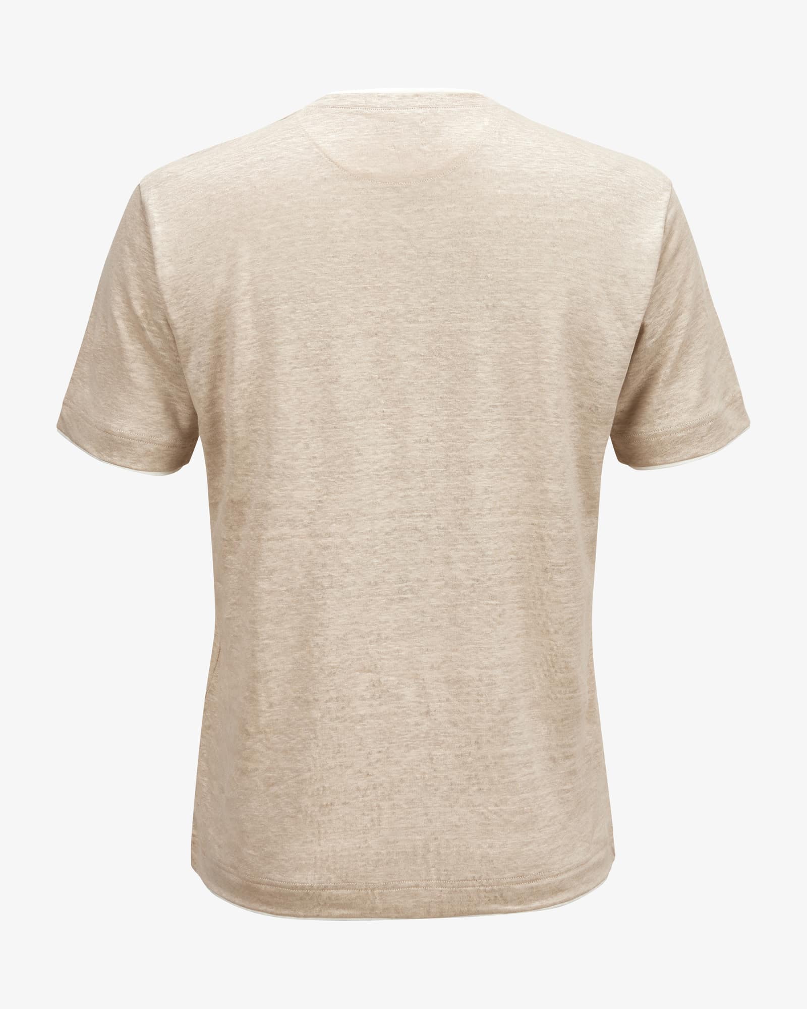 ELEVENTY T-Shirt Uomo Lino Bordi Contrasto-Sabbia/Bianco