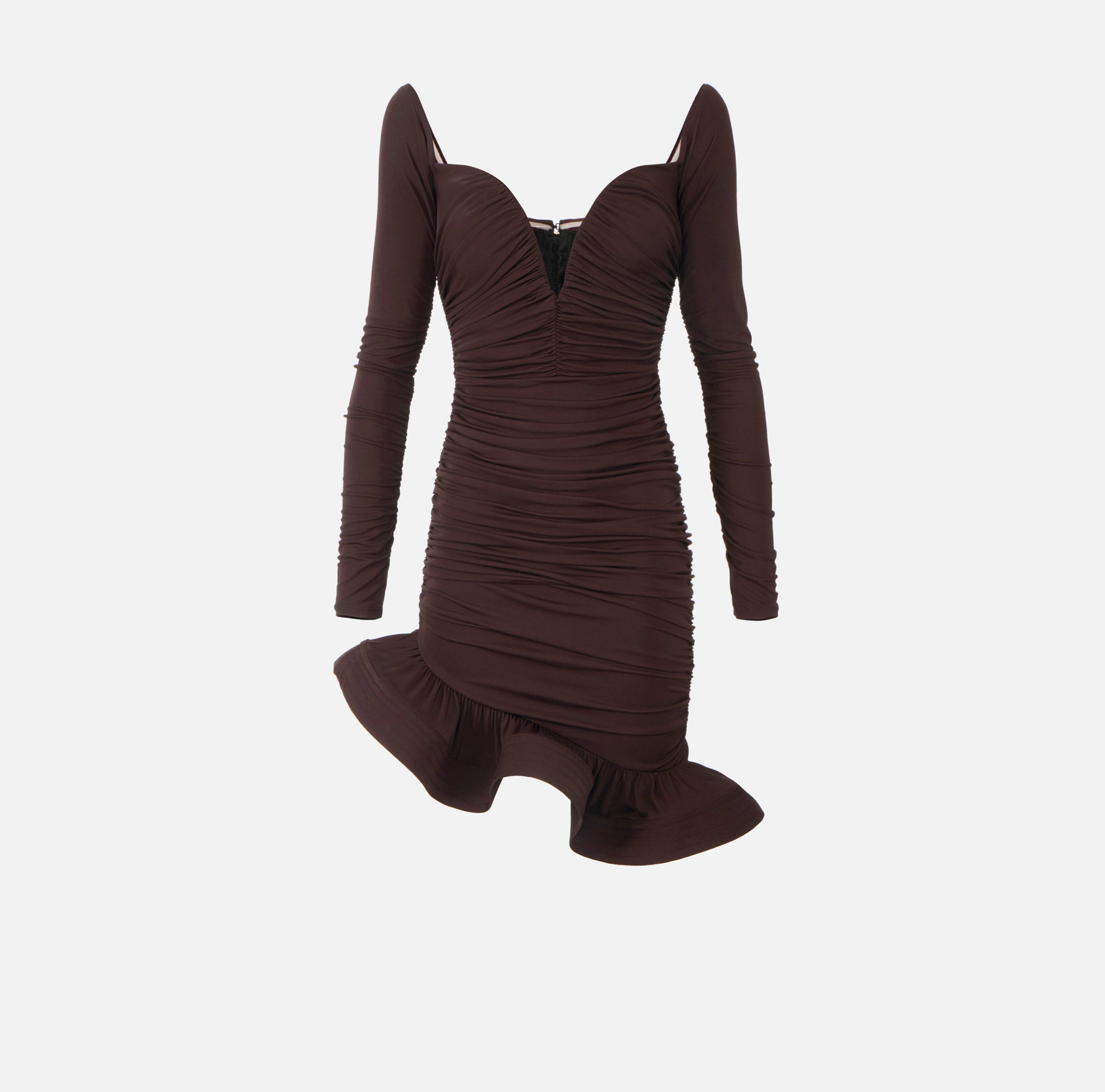 ELISABETTA FRANCHI Abito Corto Jersey crêpe Balza-Dark Chocolate