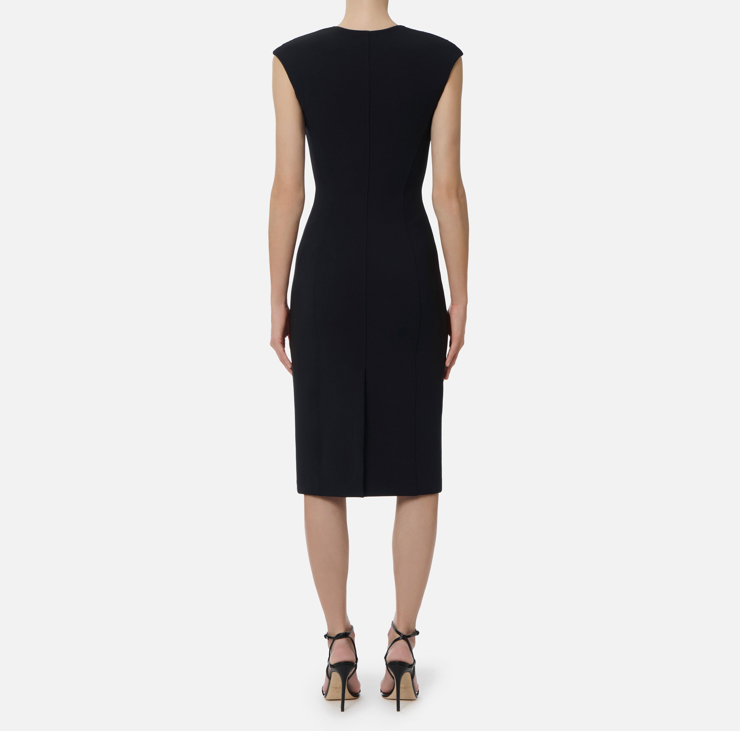 ELISABETTA FRANCHI Abito Midi Crêpe Zip-Nero